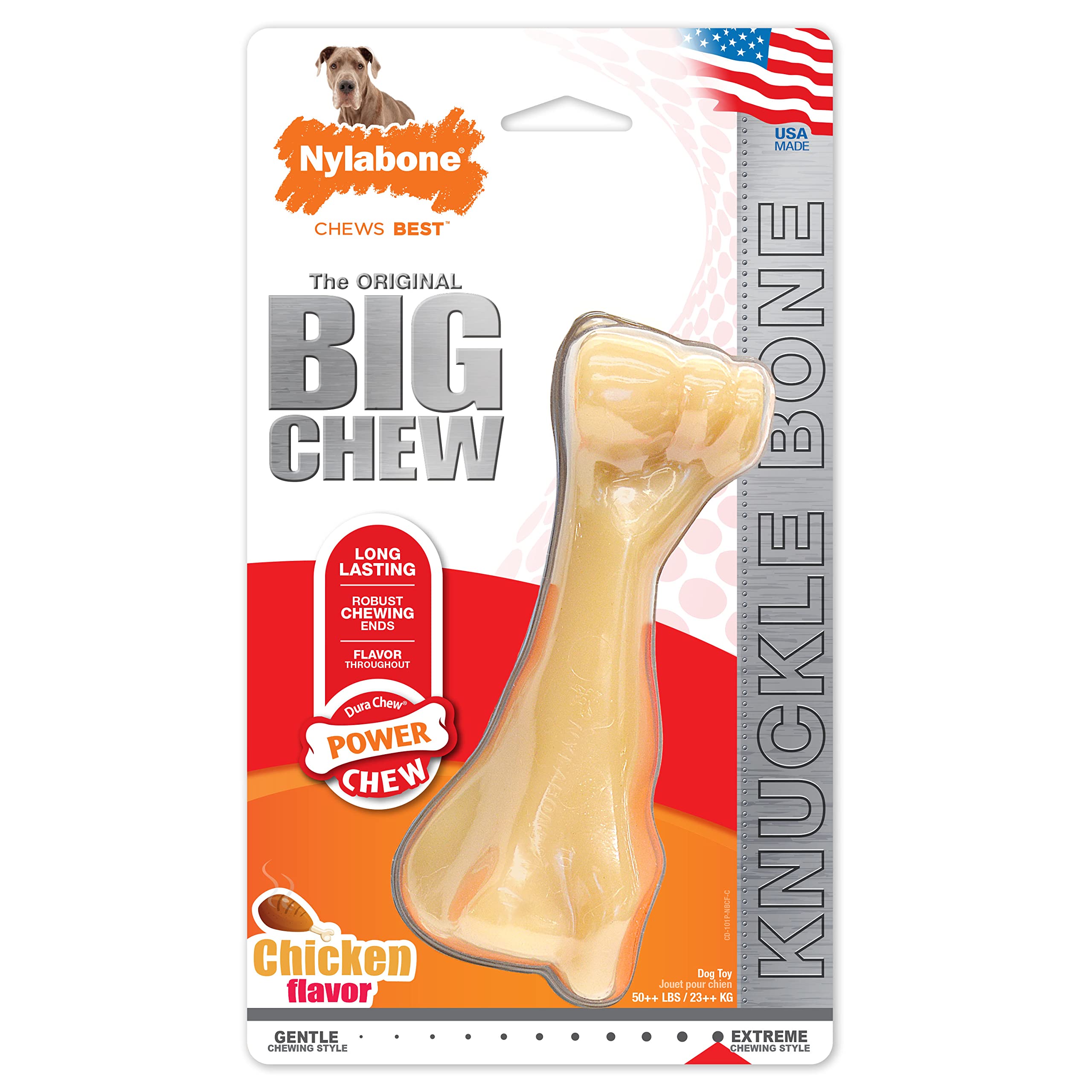 Nylabone Power Chew Femur Bone Big Dog Chew Toy Chicken Xx-Large/Monster - 50++ Lbs. (1 Count)