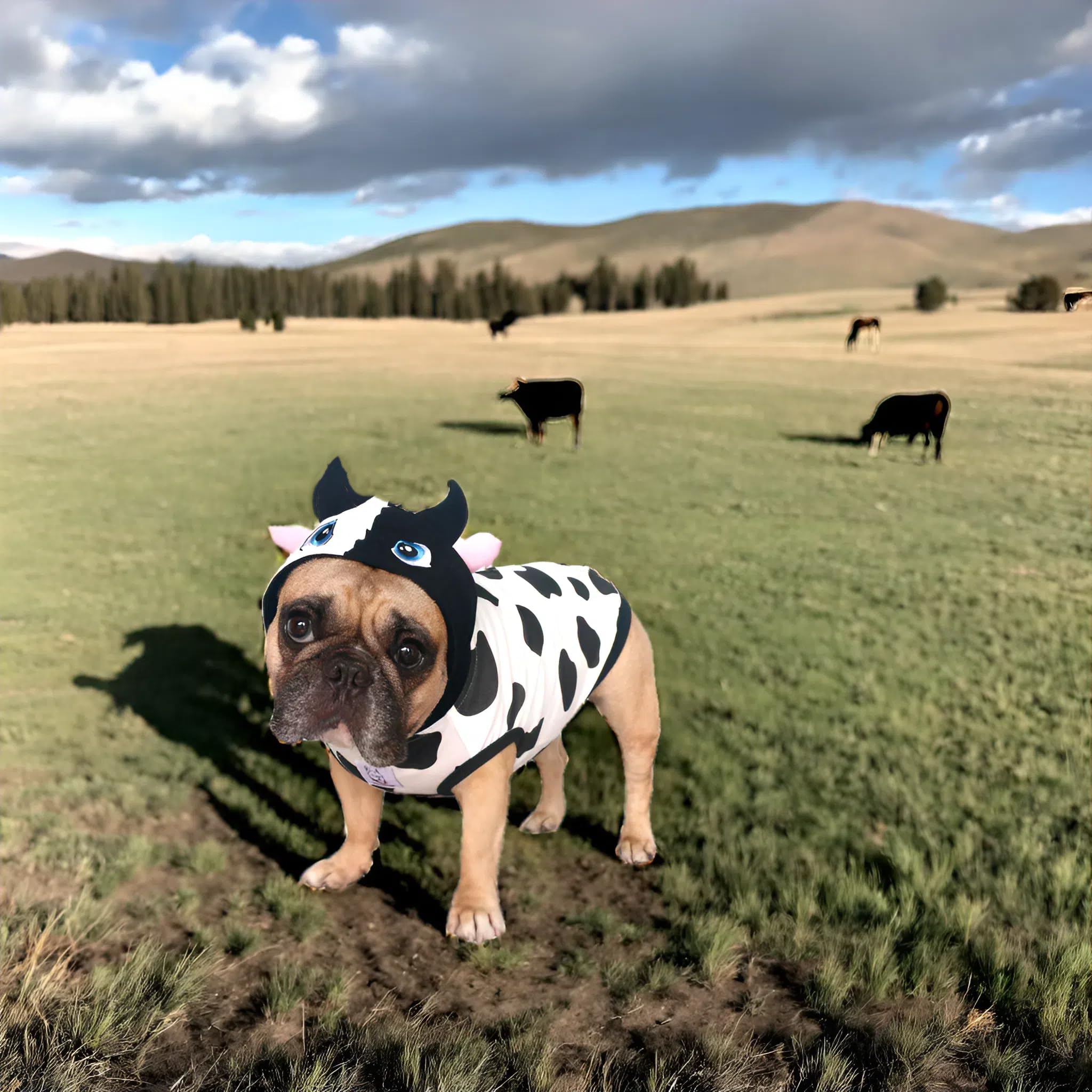 Ichoue French Bulldog Milch Cow Halloween Costumes Clothes Hoodies Shirts Vest For Medium Dogs Cold Weather Winter Coats Frenchie English Pug Pitbull - White Black, Large Plus