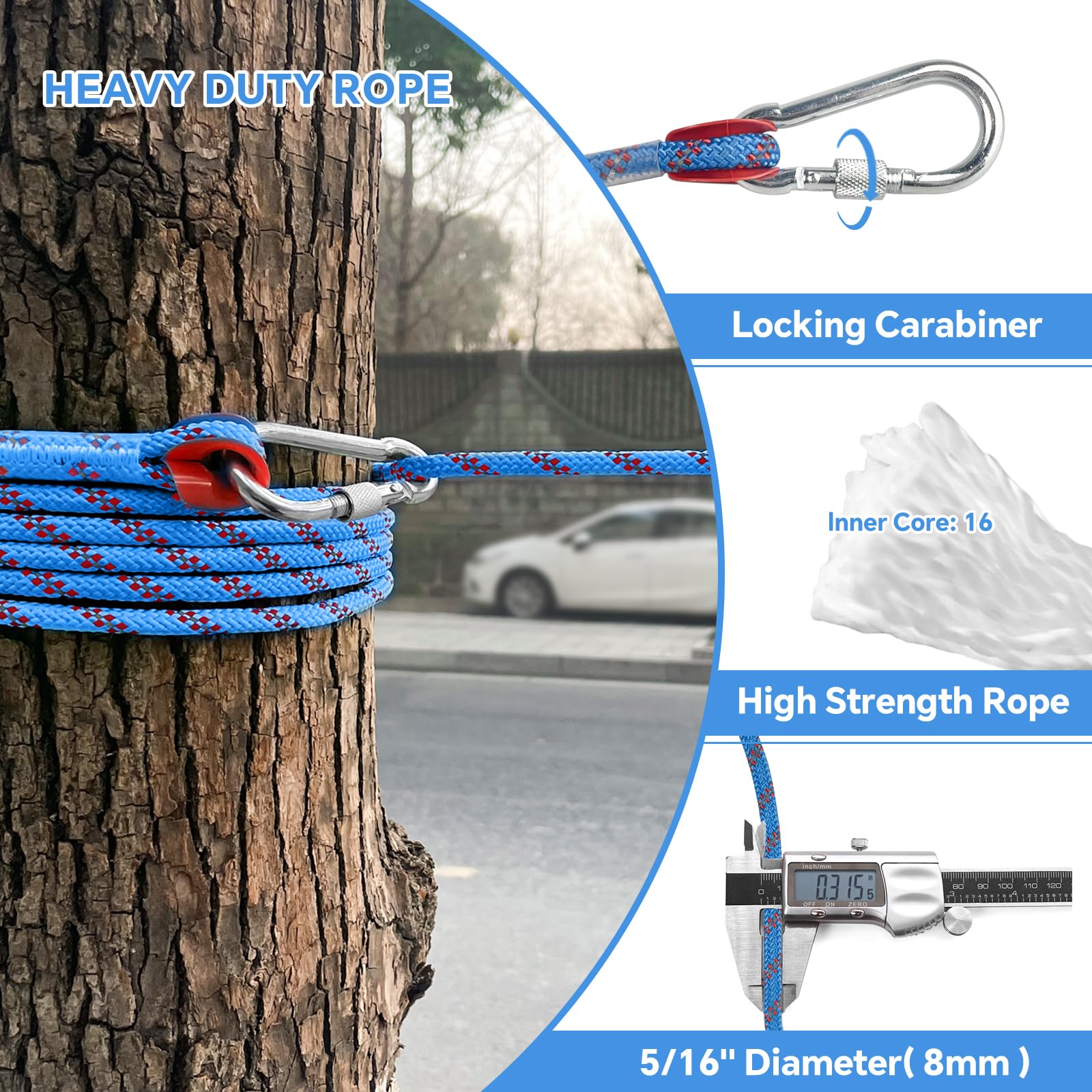 Dog Camping Essentials 50Ft Portable Overhead Trolley System Pet Camping Leash For Dogs Up To 200Lbs Dog Runner For Yard Blue