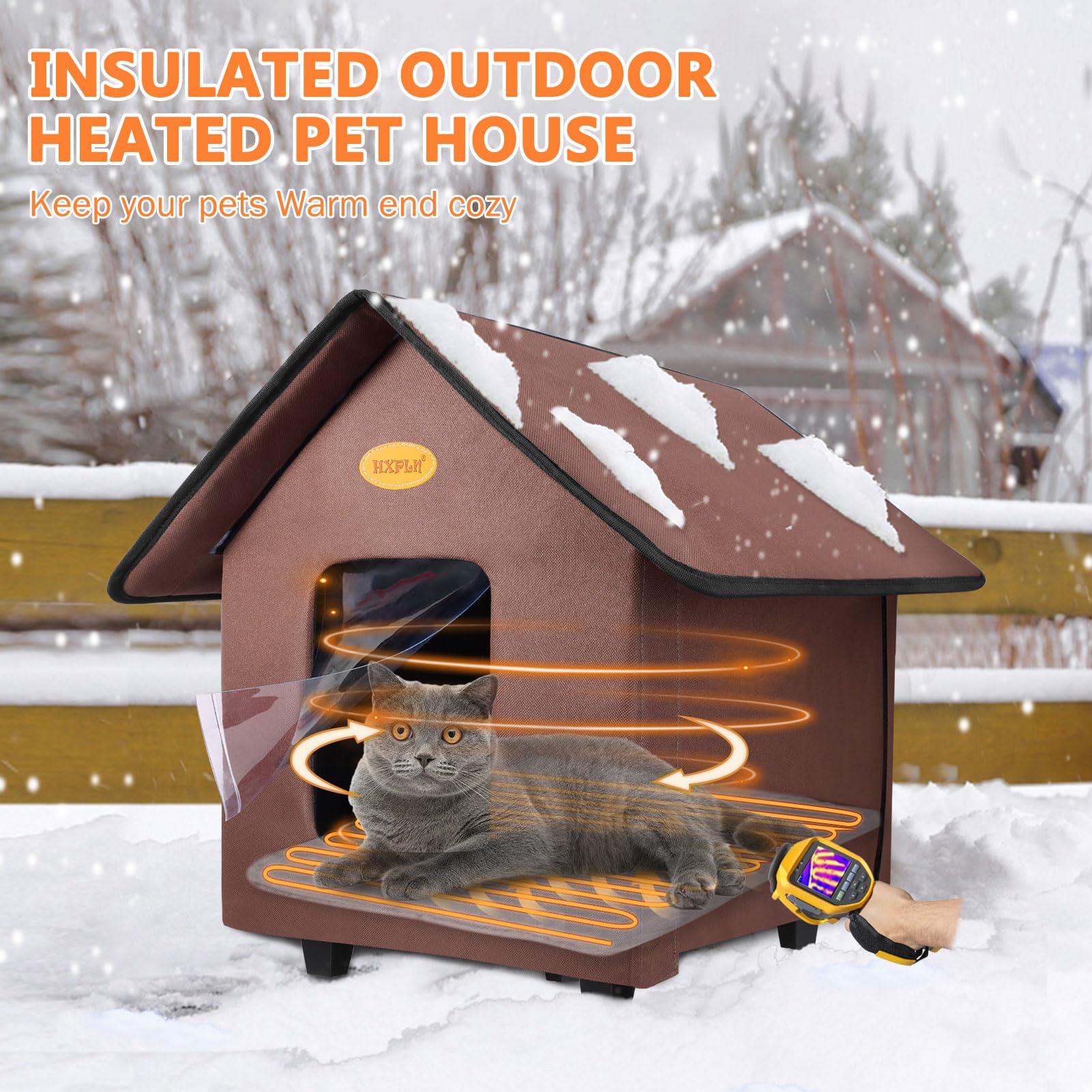 Heated Cat House Outside For Winter, Elevated Insulated Waterproof Outside Cat House Heated Feral Cat Shelter, Easy Assembly, Wa