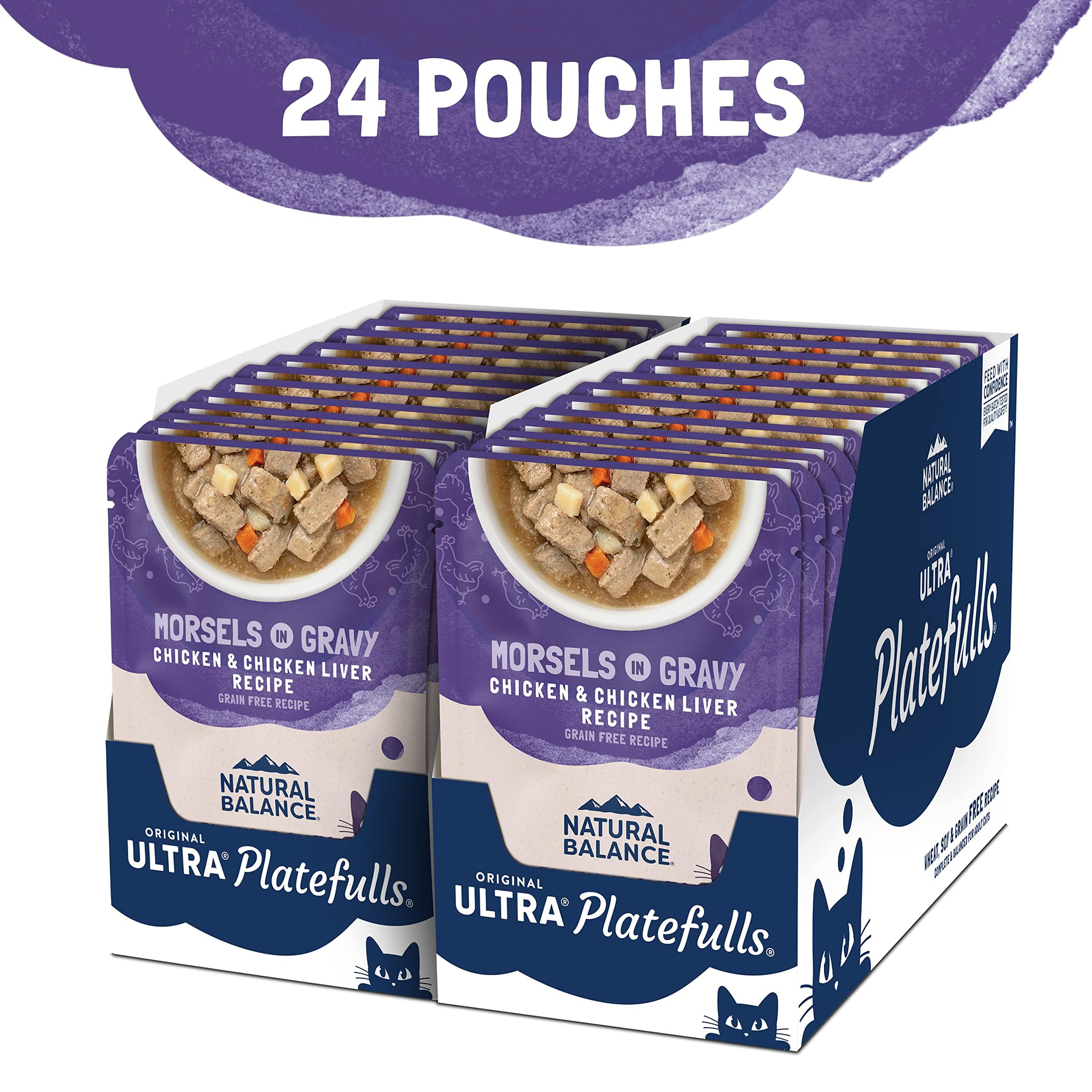 Natural Balance Original Ultra Platefulls Indoor Adult Grain Free Wet Cat Food, Turkey, Salmon & Chicken Recipe, 3 Ounce Pouch (