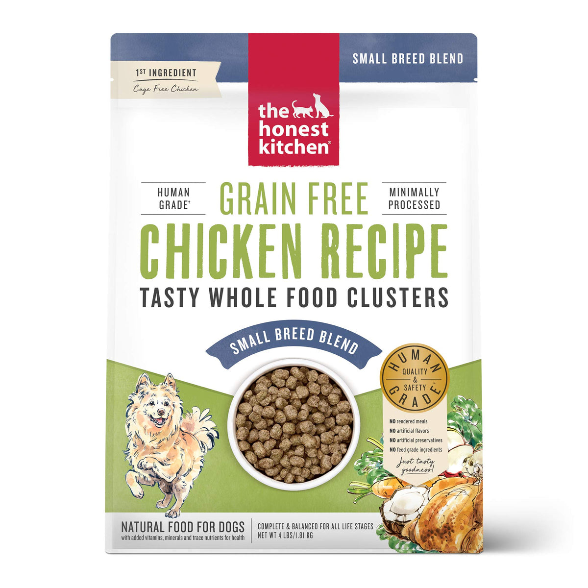 The Honest Kitchen Whole Food Clusters Small Breed Grain Free Chicken Dry Dog Food, 4 Lb Bag