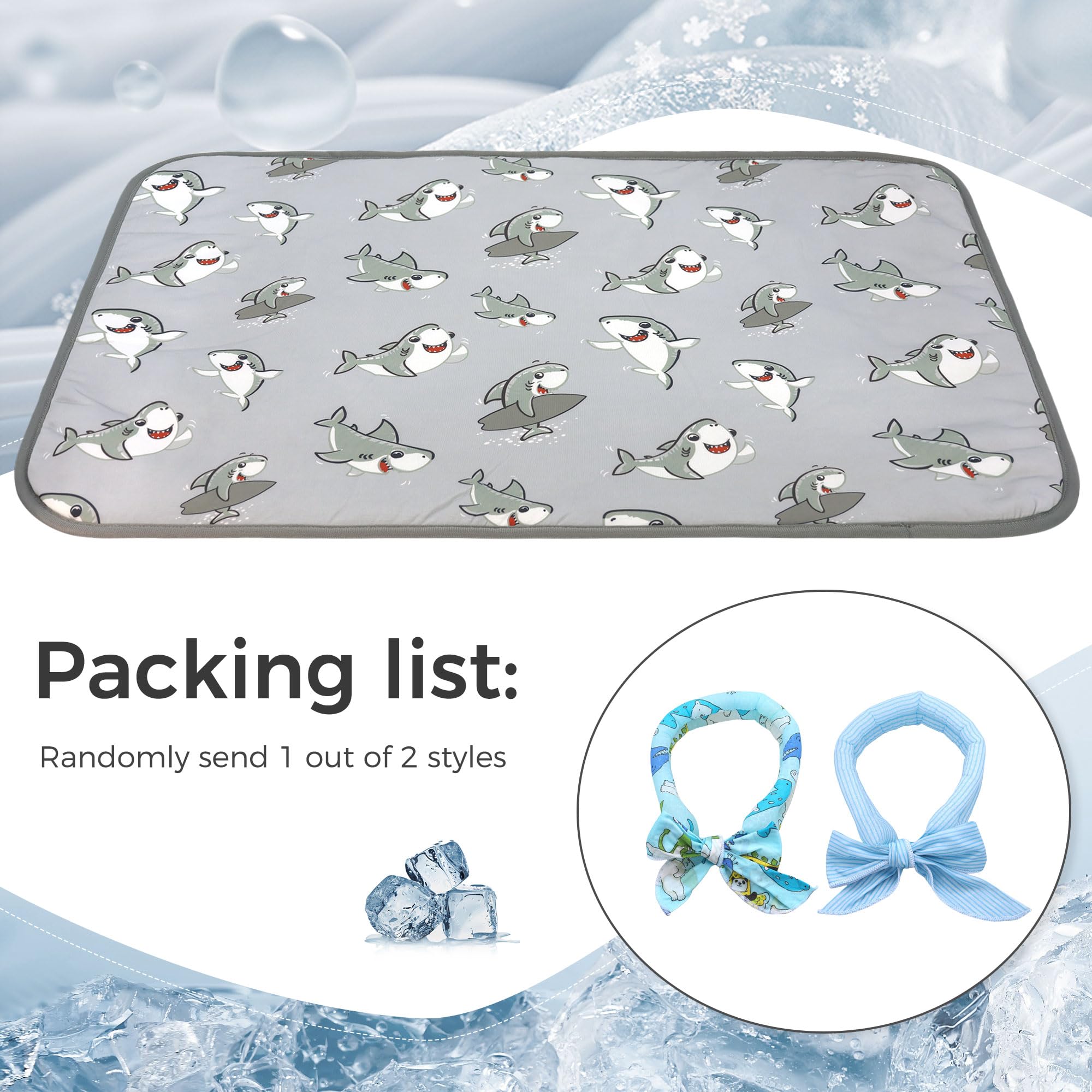 Hotumn Cat Cooling Mat With Free Bandana,Summer Cooling Pad For Small Dog Puppy & Cats, Machine Washable For Indoor Use On Beds,