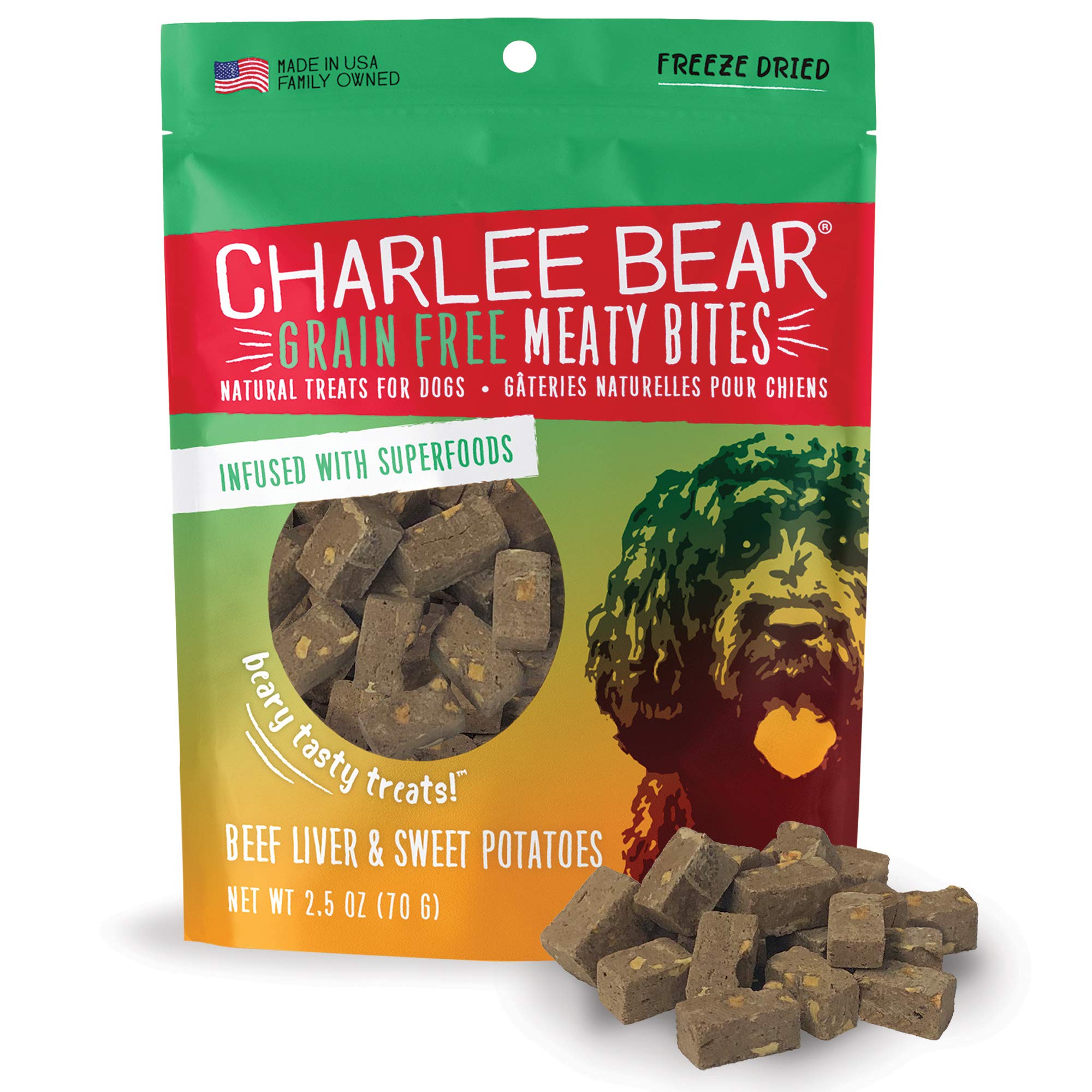 Charlee Bear Meaty Bites Dog Treats, Beef Liver & Sweet Potatoes, 2.5oz