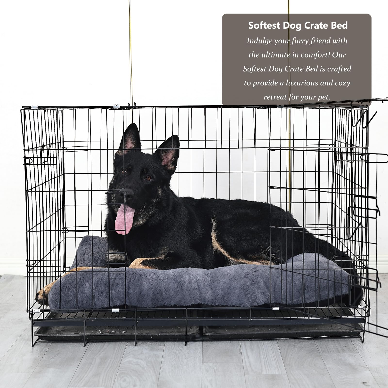 Nononfish 48 Inch Dog Crate Bed For Extra Large Dogs Washable With Anti-Slip Bottom Fit Metal Crates Or Cages,Faux Fur Xxlarge P