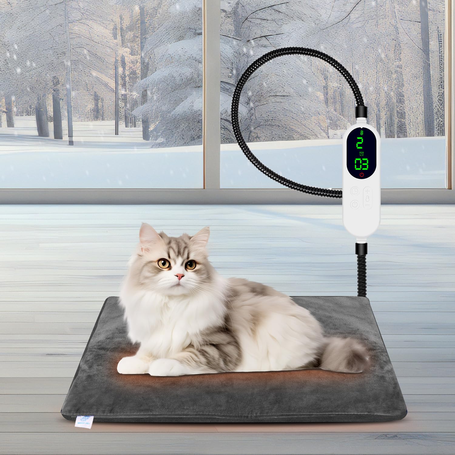 ENJOY PET Pet Heating Pad, Dog Heating Pad with 13 Level Timer and 9 Level Temperature, Indoor Heating Pads for Cats Dogs with C