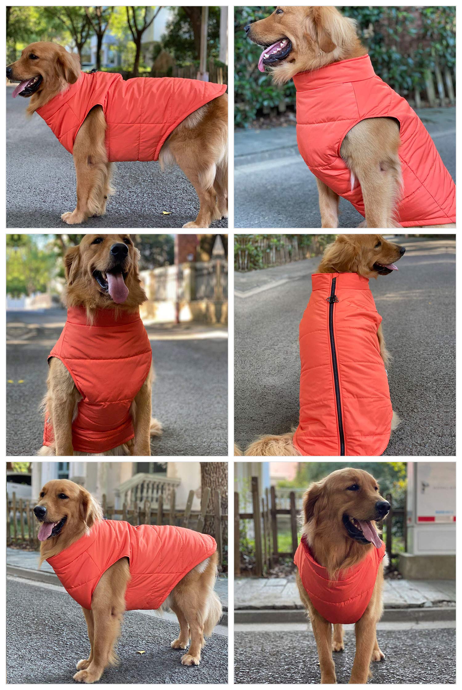 Dog Winter Vest With Cotton Lining, Waterproof Ultra Warm Dog Winter Coat Windproof Zippered Jacket Breathable Soft Dog Coat For Small Medium Large Dogs Orange S