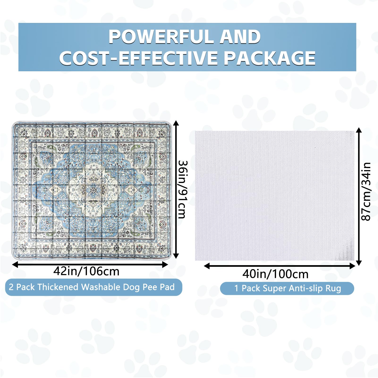 Aihsumc Washable Thickened Pee Pads For Dogs, 2 Pack (36'X42') Upgrade Reusable Puppy Pads With Non-Slip Rug, Super Absorbent