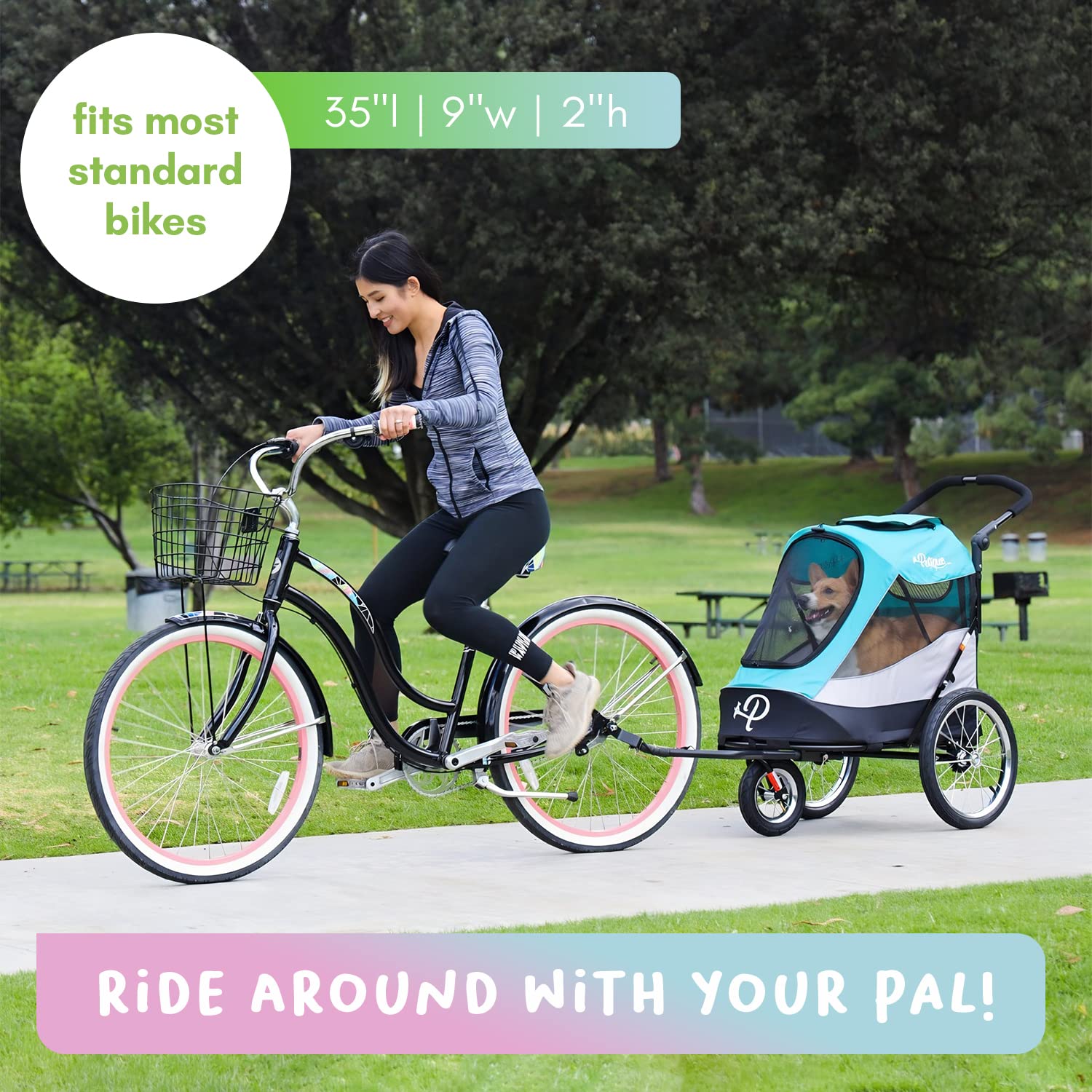 PETIQUE Pet Jogger Bike Adapter - Durable, Adjustable, Lightweight, Secure Clasp, Compatible with PETIQUE Joggers, One Size, Black