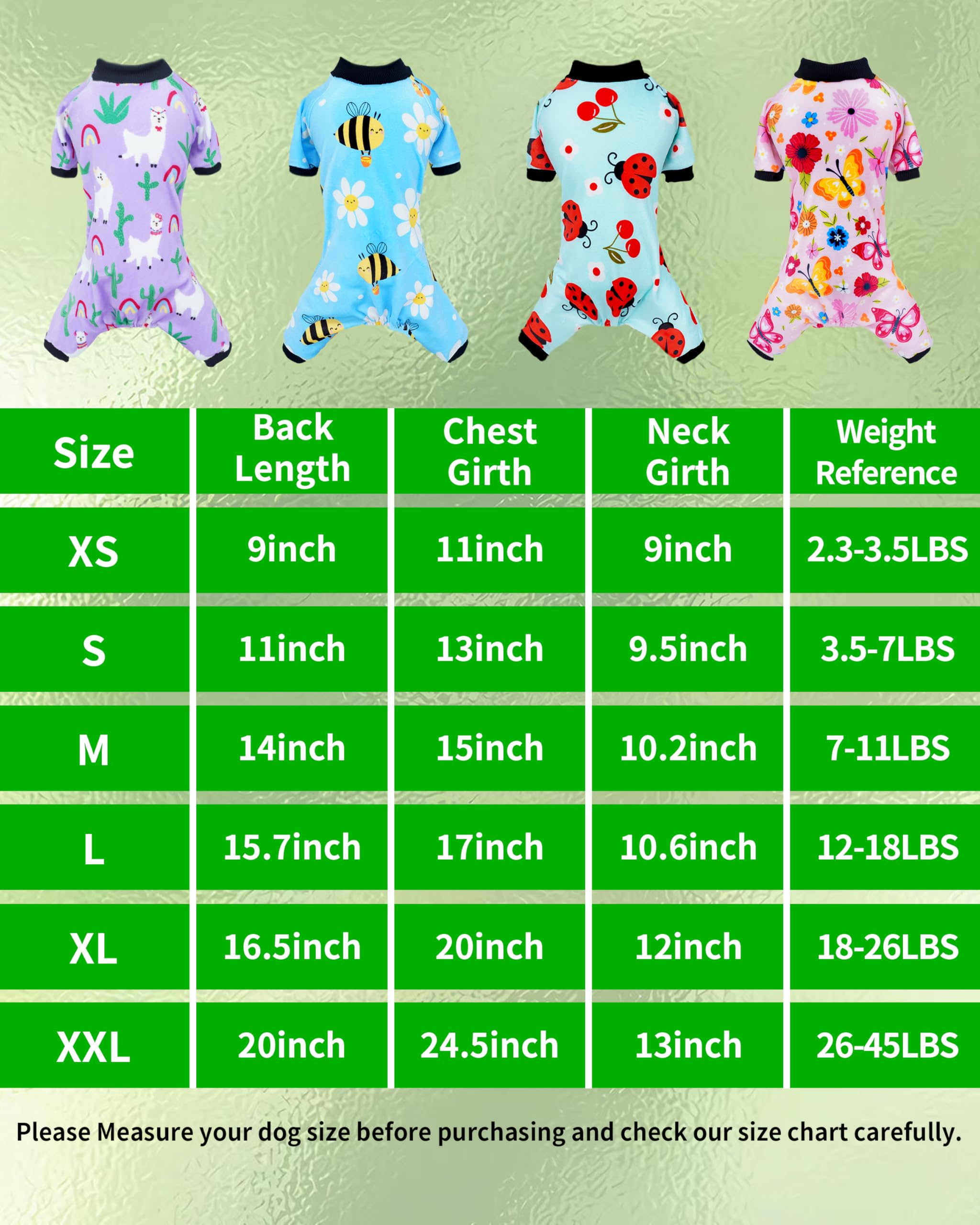 Pet Show 4 Pack Small Dog Pajamas Spring Dog Clothes Doggies Soft Stretchy Pjs Bee Ladybug Jumpsuit Puppy Cats Girl Boy Floral O