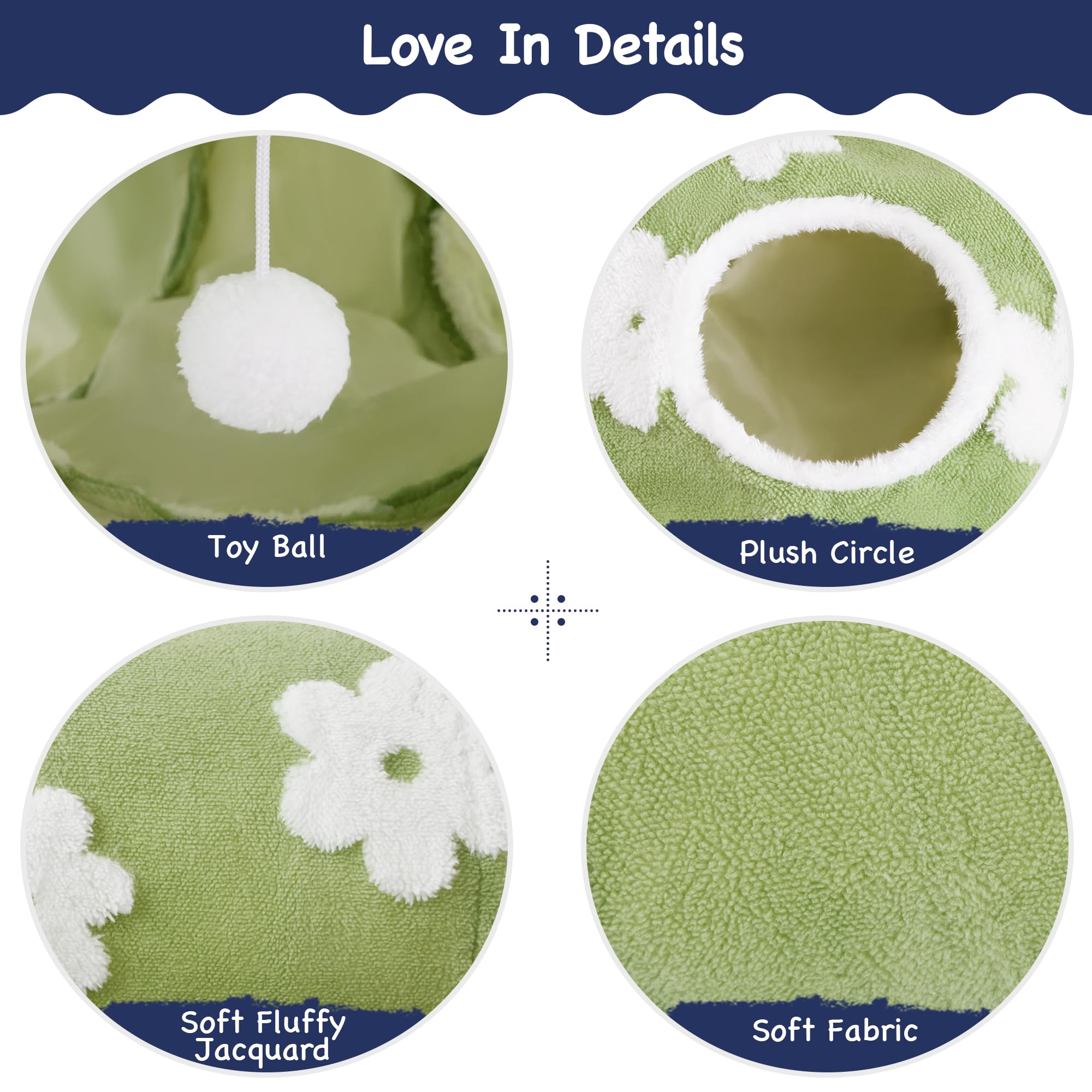 Tempcore Flannel Pet Cat Tunnel Tube Cat Toys 3 Way Collapsible, Cat Tunnels For Indoor Cats,Kitty Tunnel Bored Pet Toys Peek Ho