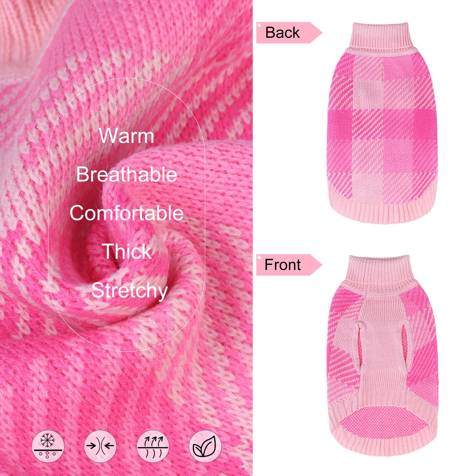Beautyzoo Knitted Pullover Dog Sweater For Small Medium Dogs Puppy Girls Boys,Turtleneck Dog Clothes Cat Sweater, Fall/Winter Wa