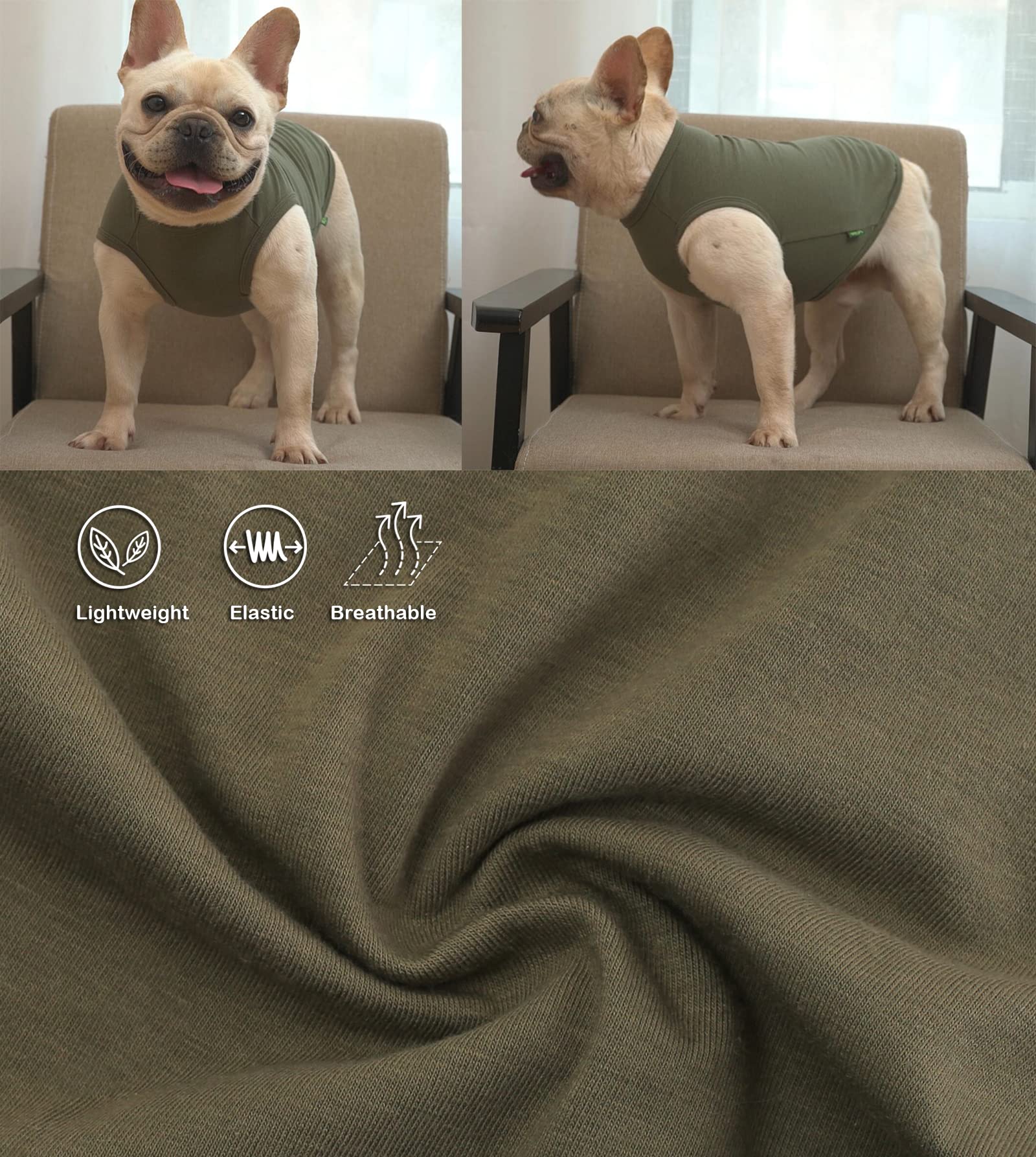 Sychien Dog Blank Cotton Shirts,Plain Dogs Large Big Clothes,Army & Deep Green Xxxl