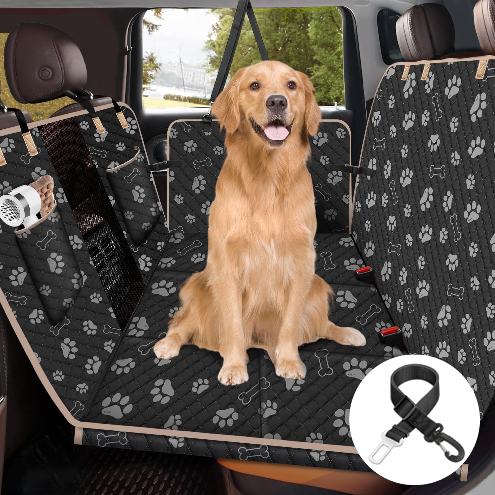 Lekereise Dog Car Seat Cover For Back Seat,Hard Bottom Dog Hammock For Car,Camping Air Mattress, Hammock Travel Bed For Car Suv 
