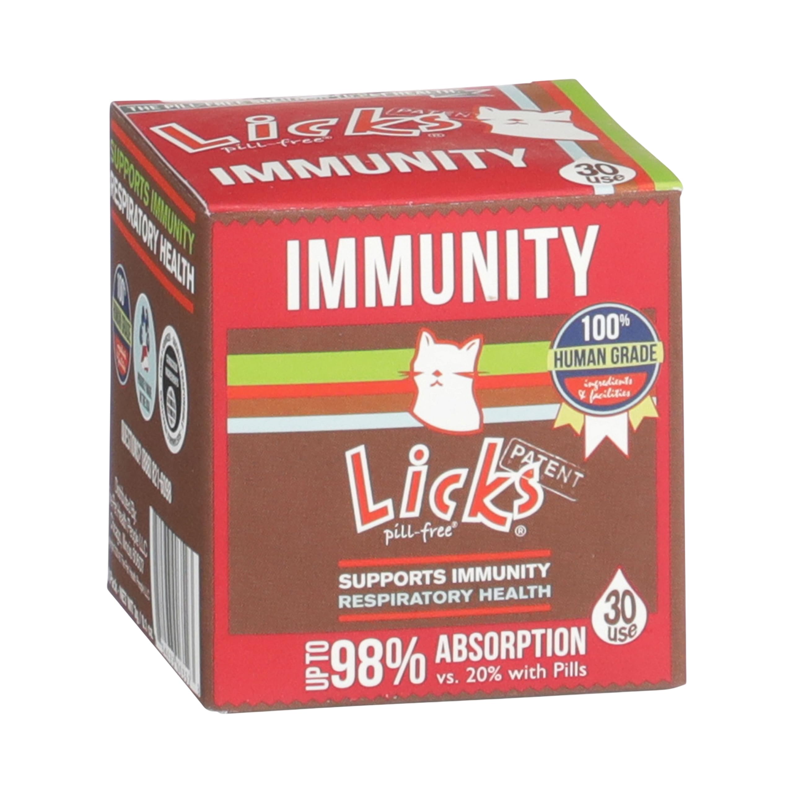 Licks Cat Immunity - Immune & Respiratory Health Support - L-Lysine, Taurine & Vitamin C - Pill-Free Gel Packets - Chicken Flavo