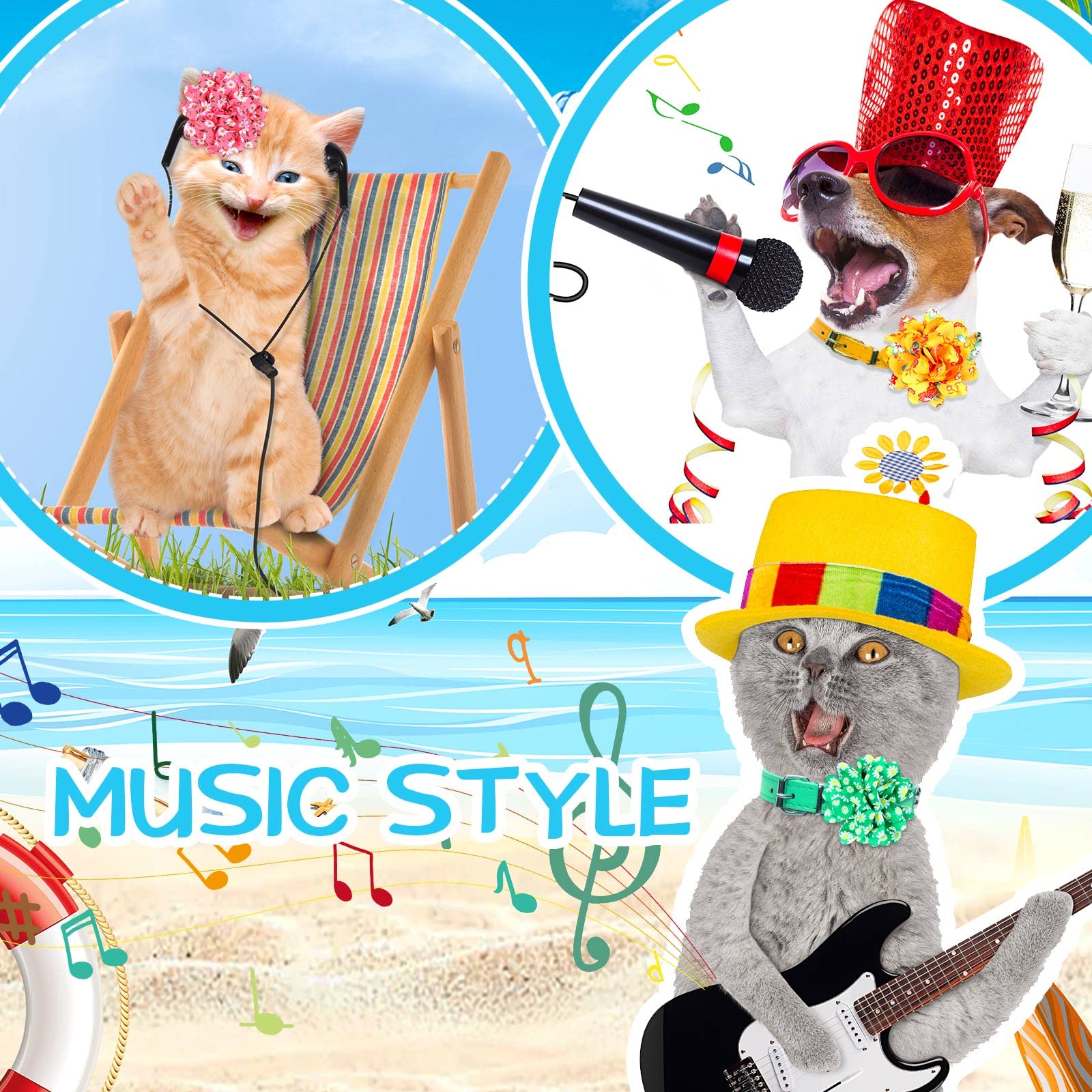 Sadnyy 150 Pcs Dog Collar Bows - Spring Flowers & Charms, Multi-Color Pet Grooming Accessories