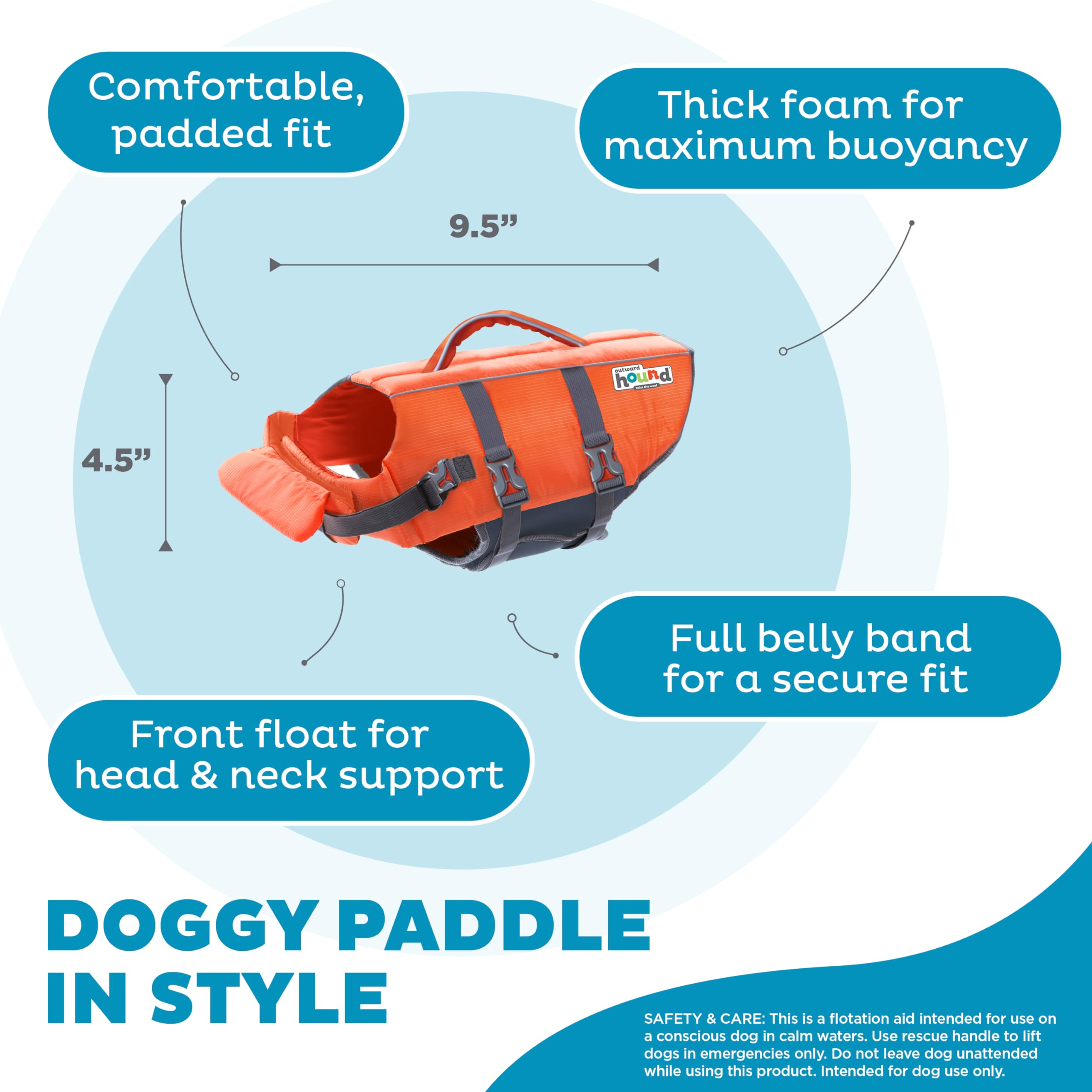 Outward Hound Granby Splash Orange Dog Life Jacket, Xs