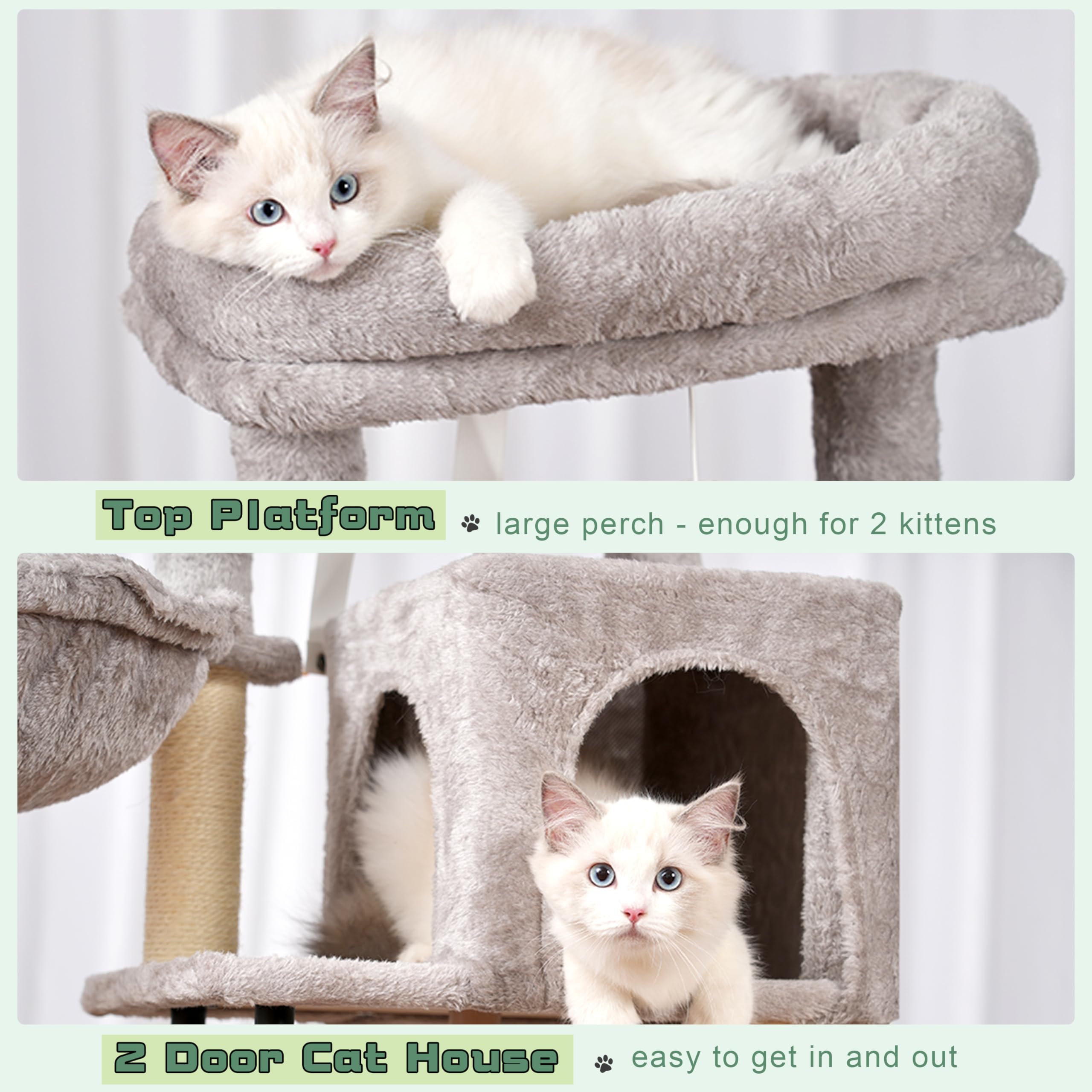 Gitelsnour Cat Tree, Cat Tower For Indoor Cats, 43.3 Inch Cat Tree Tower With Sturdy Steel Tube, Cat Hammock, Cat Condo For Smal