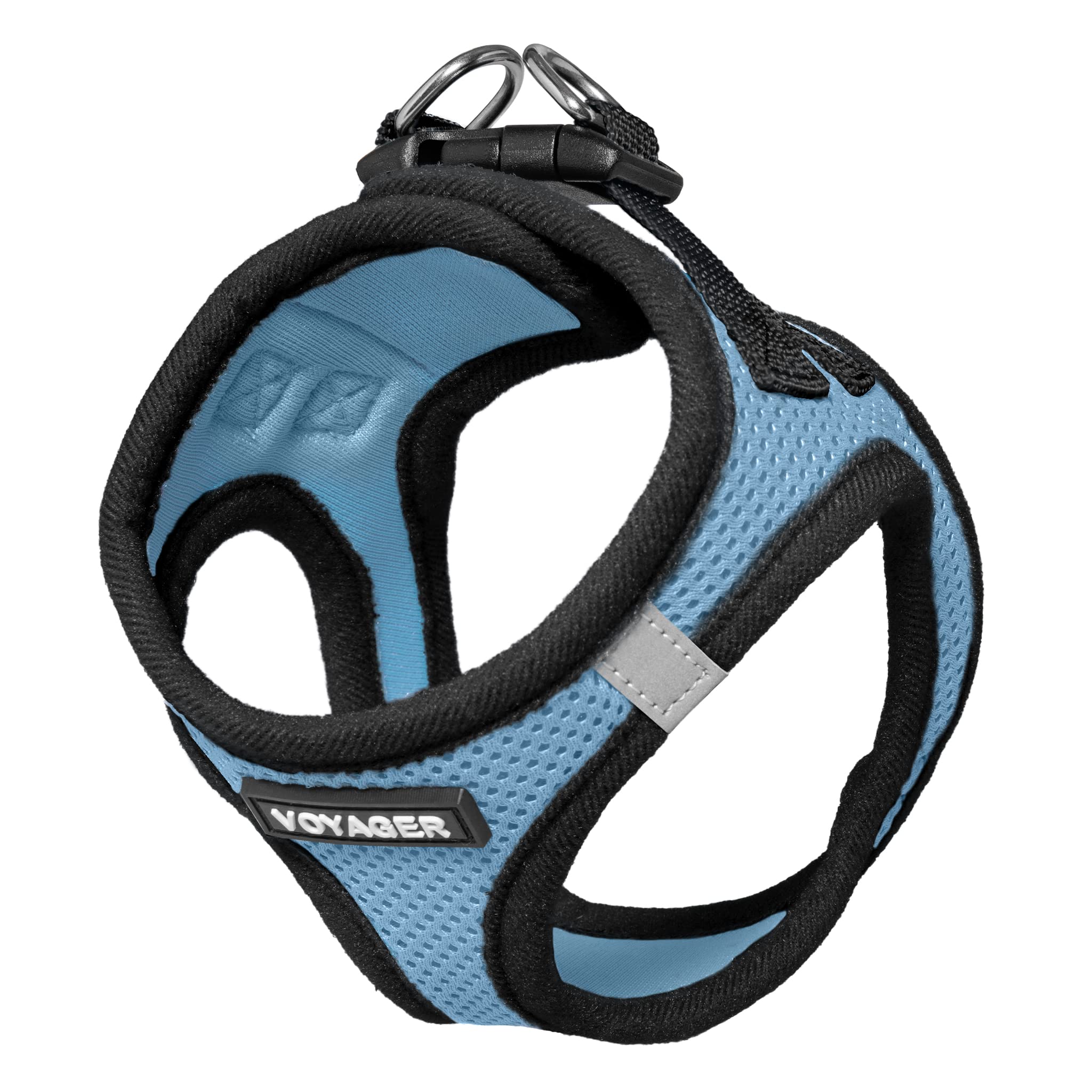 Voyager Step-In Air Dog Harness - All Weather Mesh Step In Vest Harness For Small And Medium Dogs And Cats By Best Pet Supplies - Harness (Baby Blue/Black Trim), M (Chest: 16-18')