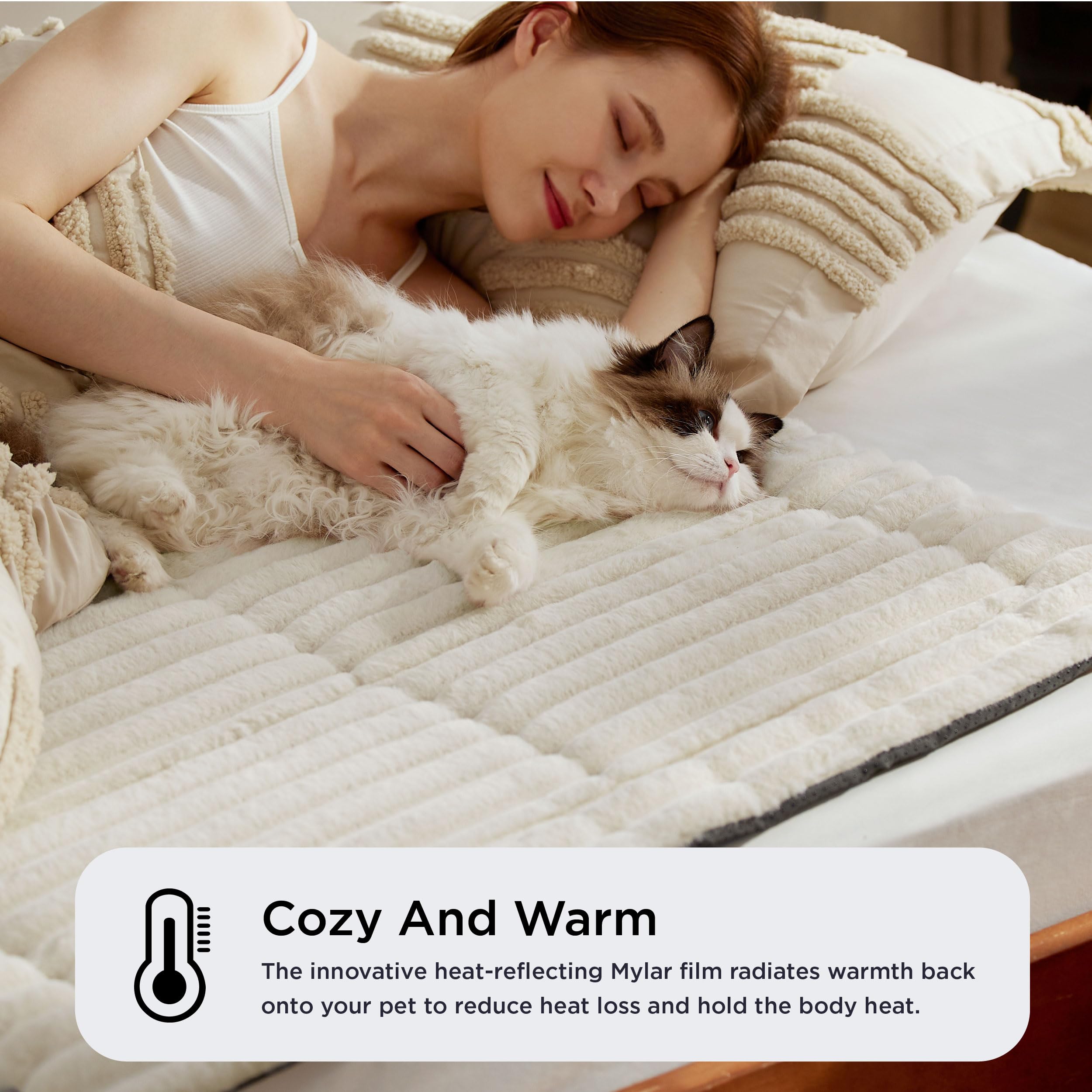 Bedsure Self Warming Cat Bed, Small Self Heating Dog Crate Pad, Thermal Extra Warm Puppy Mat Indoor,Non-Slip & Washable, Not Ele