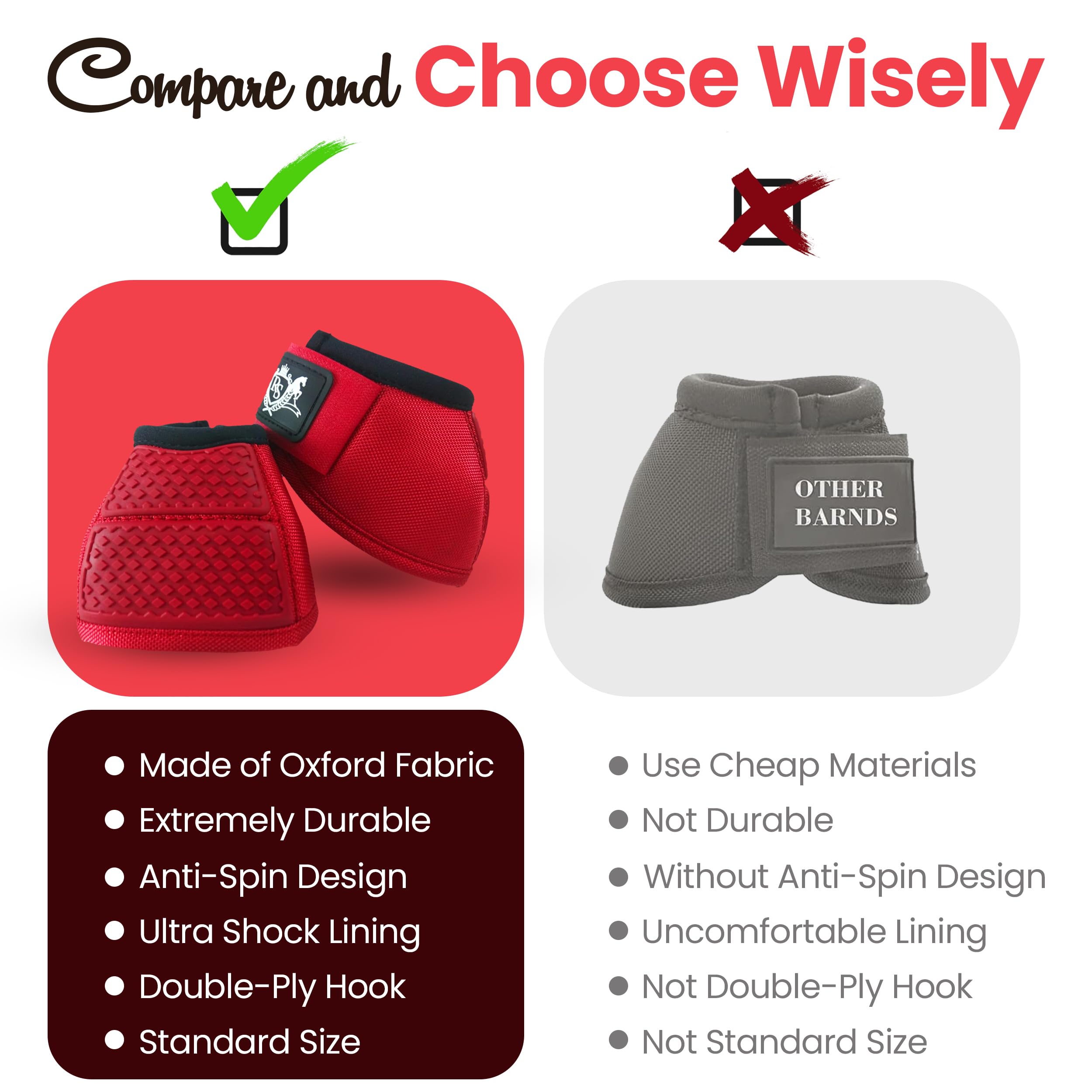 Horse Bell Boots (Red, Medium)