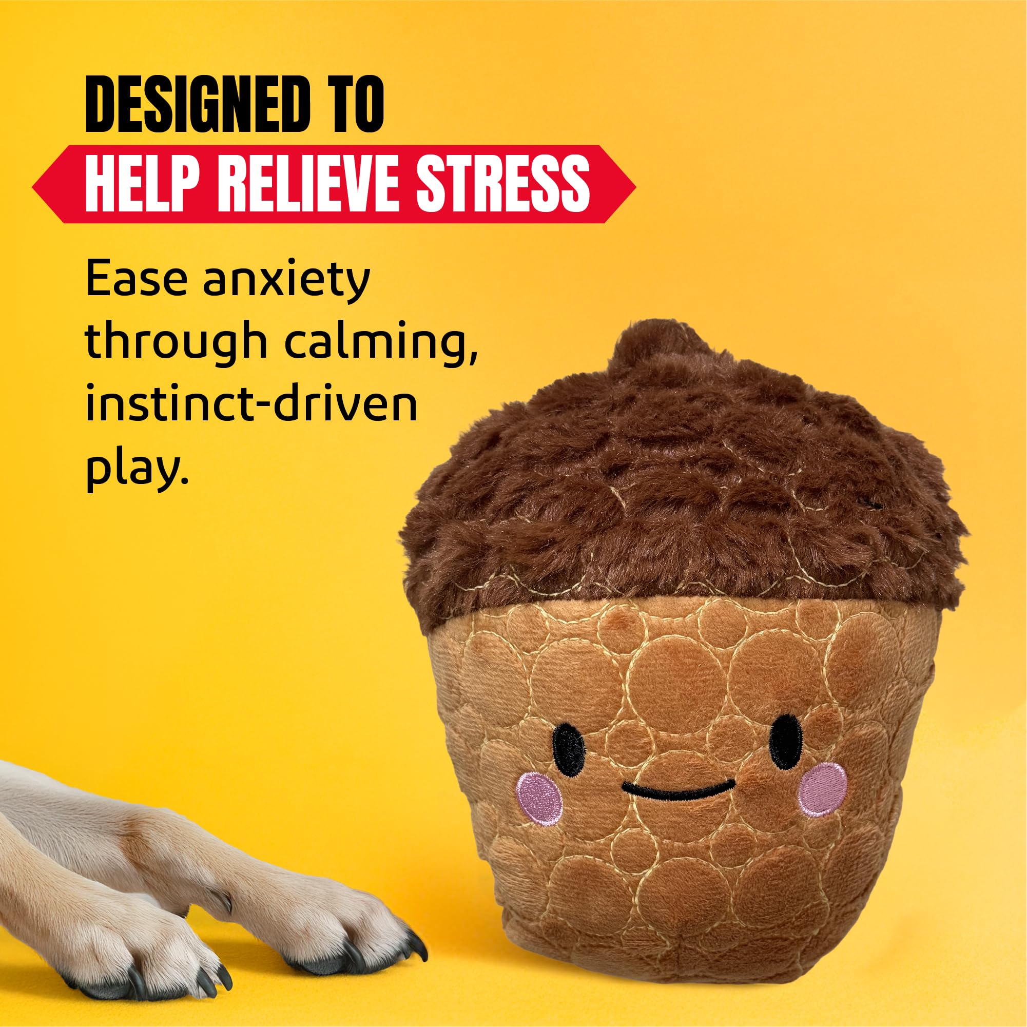 Bite Force Cheeky Acorn Dog Toy - Kevlar-Reinforced, Durable Squeaker for Small, Medium, Large Dogs - Brown, Model BF1199