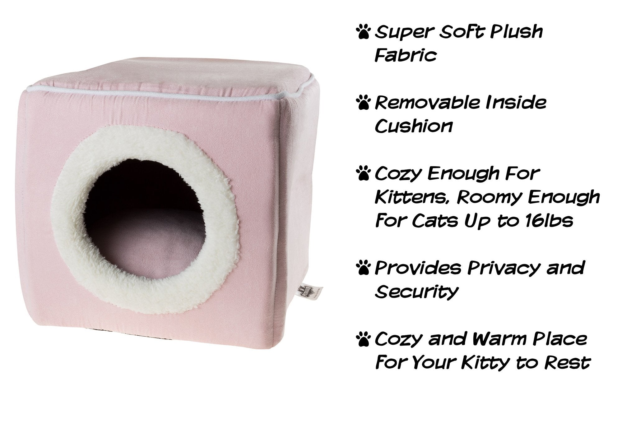 Cat Pet Bed, Cave- Soft Indoor Enclosed Covered Cavern/House For Cats, Kittens, And Small Pets With Removable Cushion Pad By Petmaker (Pink) 13X12X12
