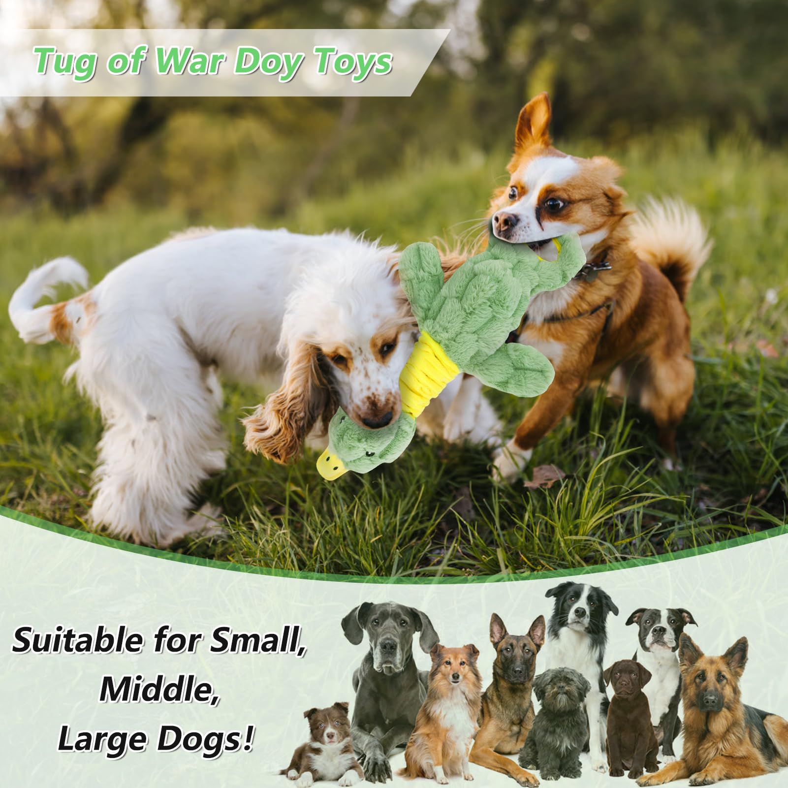 Eneston Large Plush Squeaky Dog Toys For Aggressive Chewers, Interactive Tug Of War Puppy Toys For Indoor Play - Duck Stuffed Do