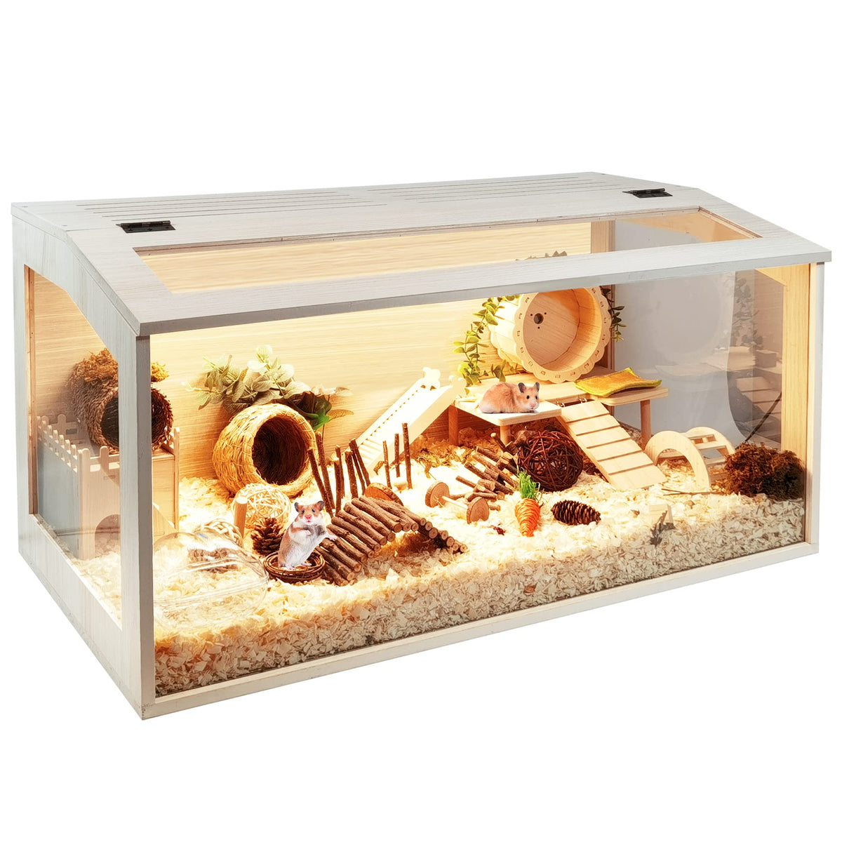 Prolee Hamster Cage Chewproof Wooden 40 Inch Guinea Pig Cages Mice And Rat Habitat Openable Top With Acrylic Sheets Solid Built