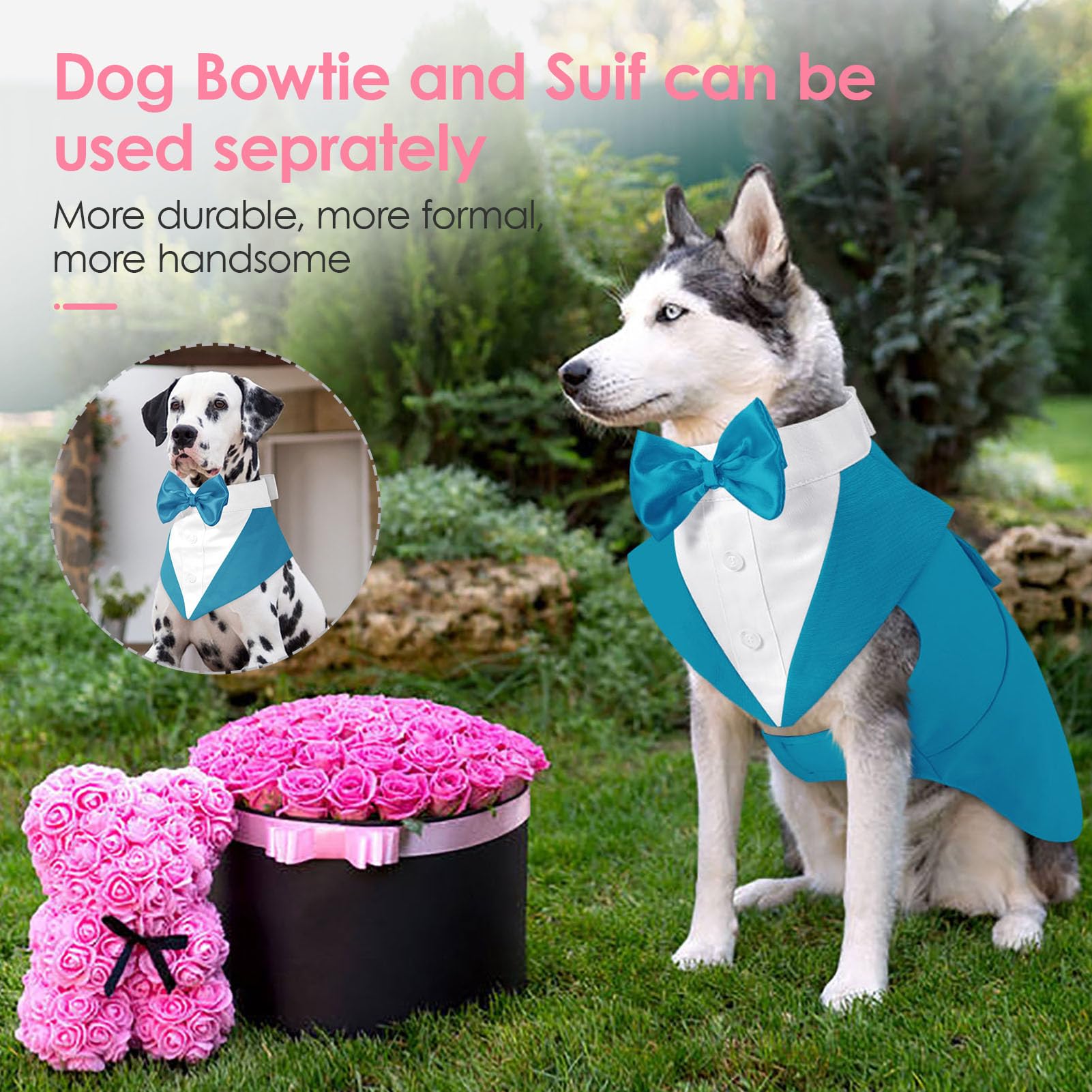 Aofitee Dog Tuxedo Formal Dog Suit And Bandana Set, Gentle Dogs Wedding Party Suit Bow Tie Shirt, Tuxedo For Medium Dogs Costume