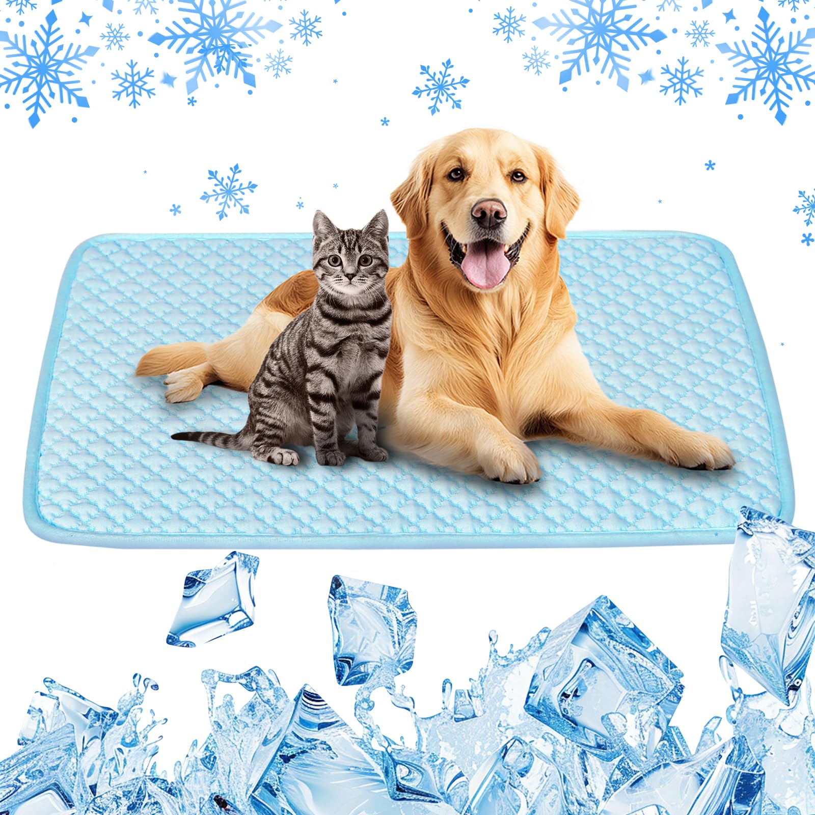 Koquena Pet Cooling Mat For Dogs & Cats - Washable Dog Cooling Mat Portable Pet Cool Pads Blanket For Indoor & Outdoor Car Seats