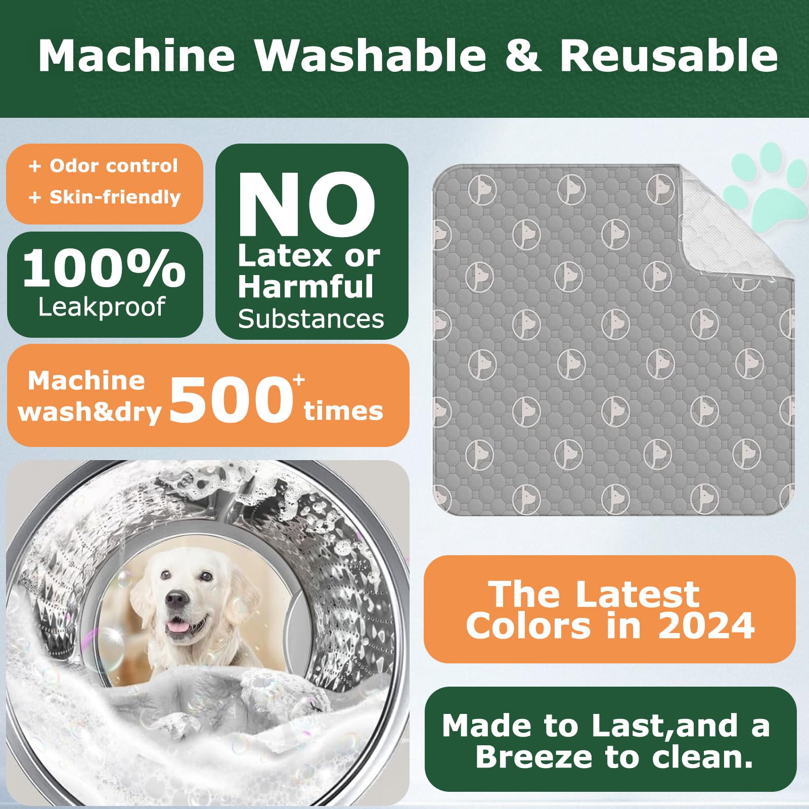 Pjyucien Machine Washable Square Dog Playpen Mat, 36 Inches Wide, Non-Slip Pet Pen Pee Pad, Suitable For Indoor/Outdoor Puppy Tr