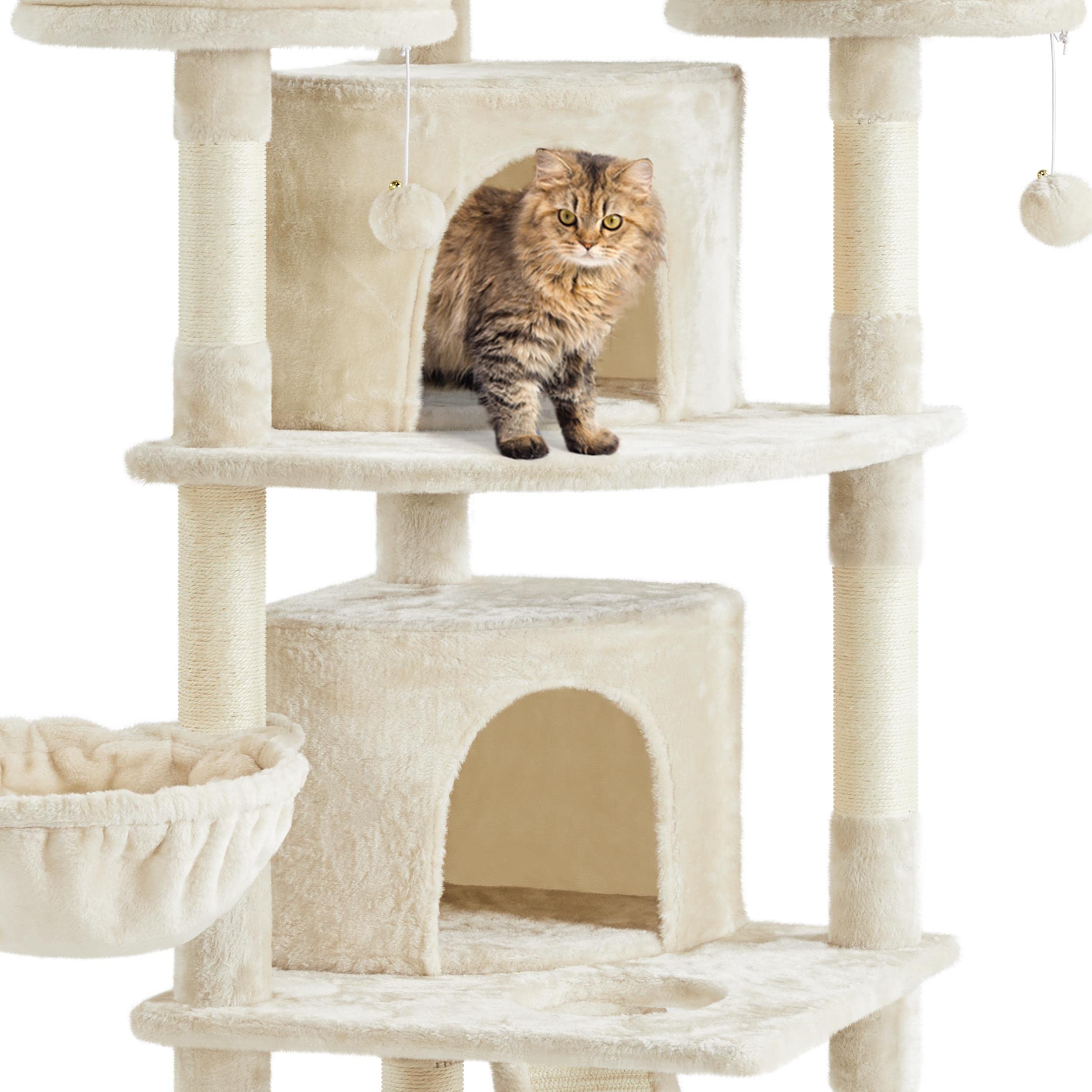 Yaheetech Cat Tree Cat Tower, Multilevel Cat Condo With Sisal Scratching Post As Indoor Cats Play House, Beige, 68.5In