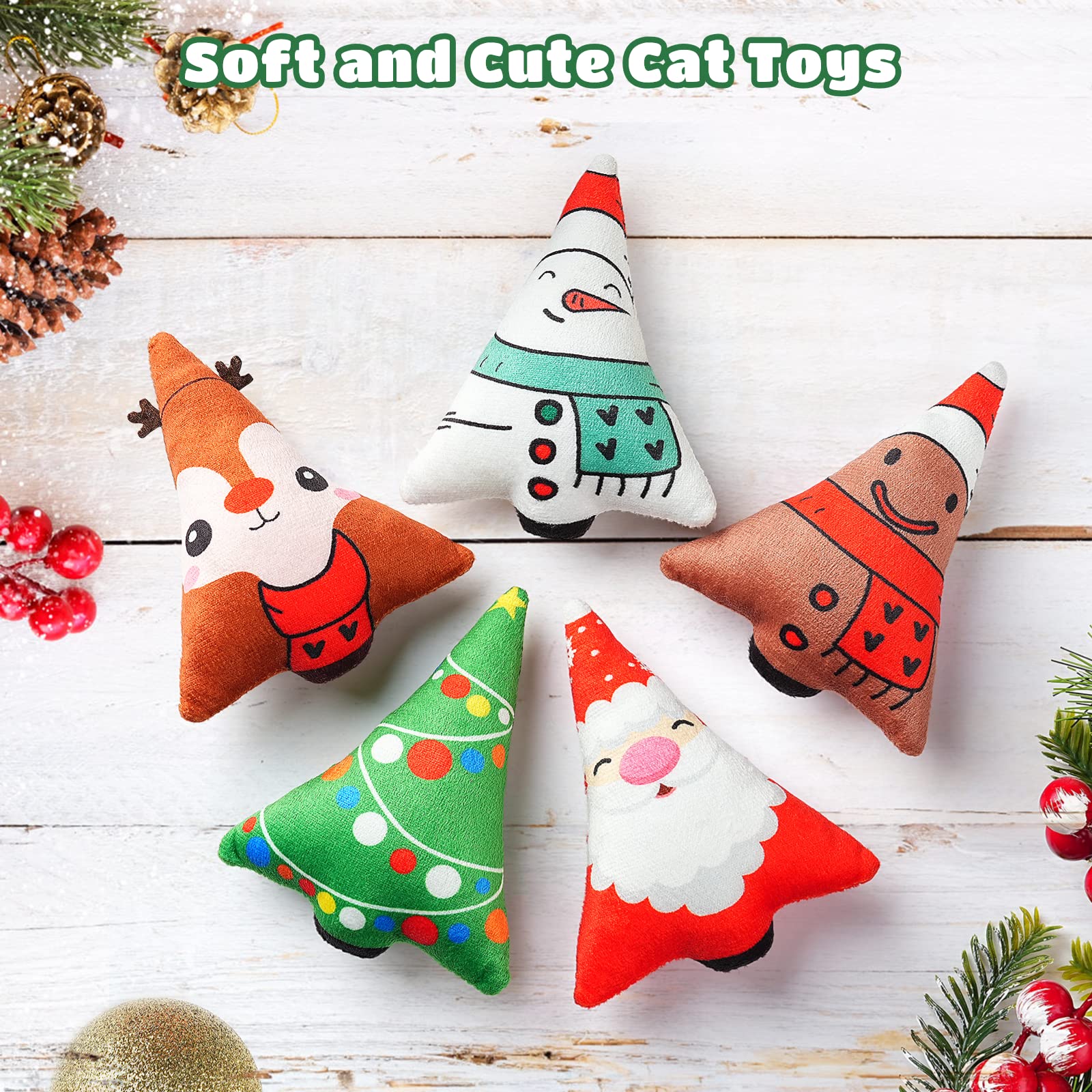 Christmas Catnip Toys Interactive Cats 5Pcs Cat Nip Toy/Kitten Chew Plush Gift/Best Play Kick Stuff/Kitty Stuffed Teething Pillo