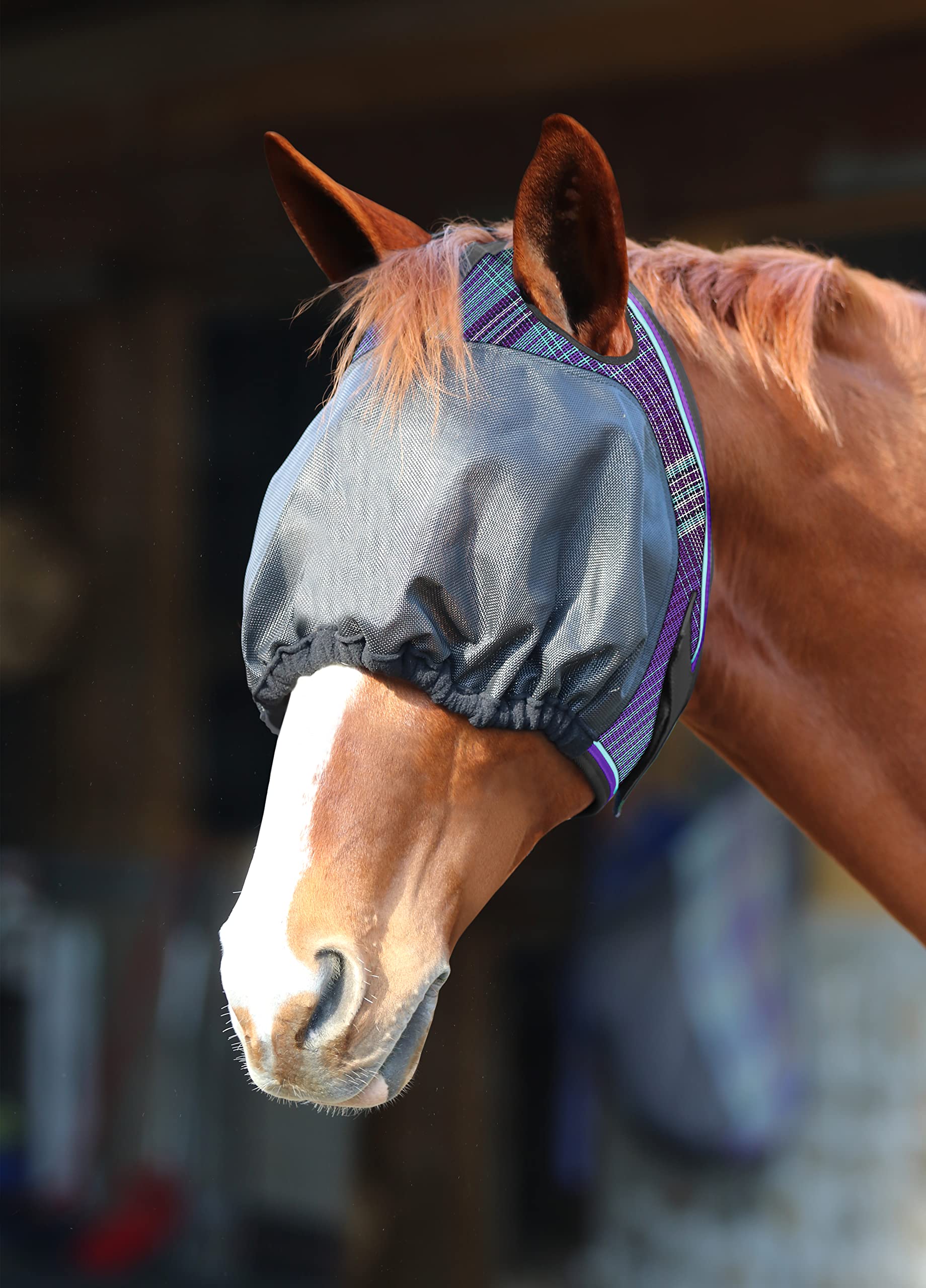 Kensington UViator Dartless Protective Fly Mask UV Eye Protection Mask for Horse with Web Trim and Forelock Opening - XL, Lavend