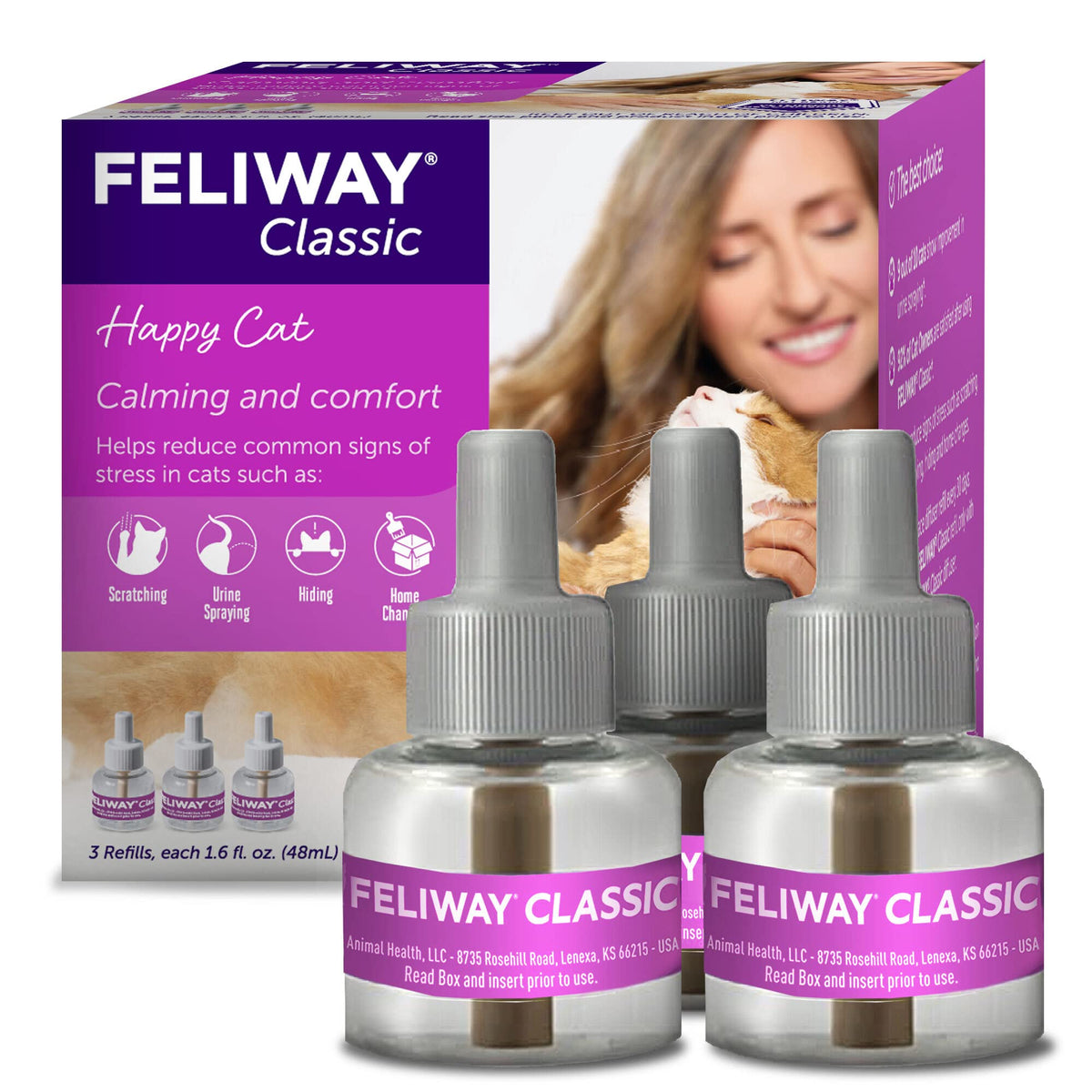 Feliway Classic Cat Calming Pheromone, 30 Day Refill - 3 Pack