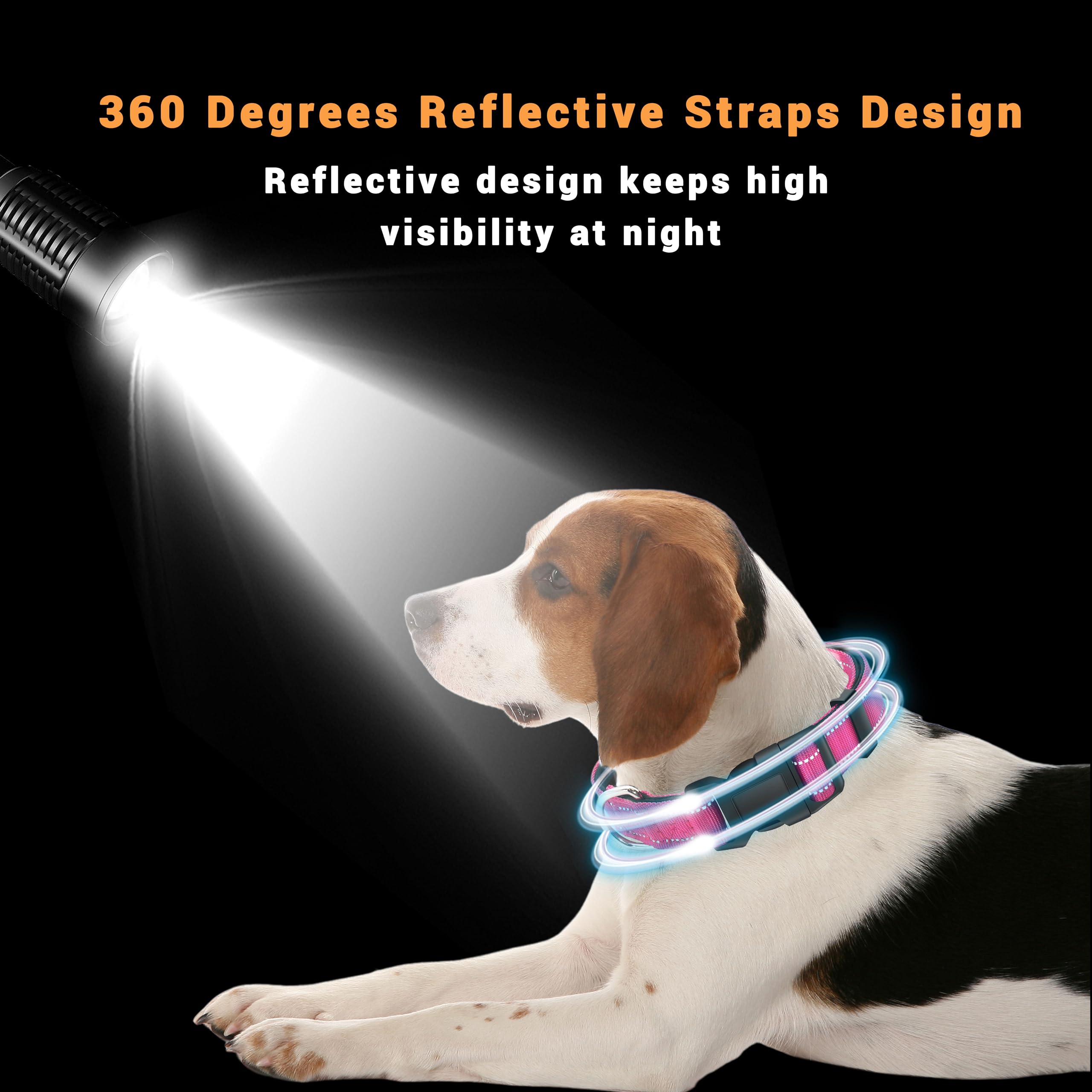 Lievuiken 2 Pack Reflective Dog Collar With Safety Locking Buckle, Adjustable Soft Breathable Comfortable Nylon Pet Collar For Small, Medium And Large Dogs, Hotpink, S