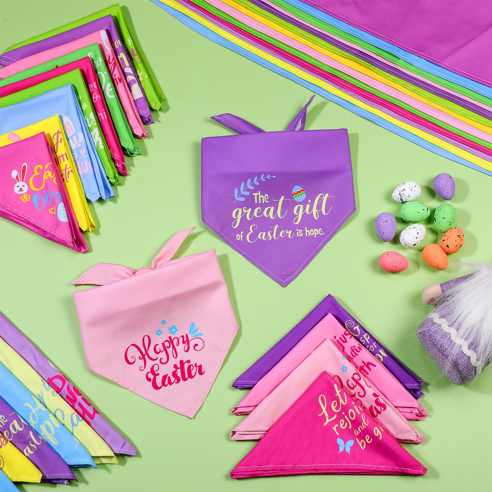 Clysee 100 Pcs Easter Dog Bandana Bulk With Sayings Pet Triangle Scarf Bibs Washable Puppy Kerchief Adjustable Grooming Supplies