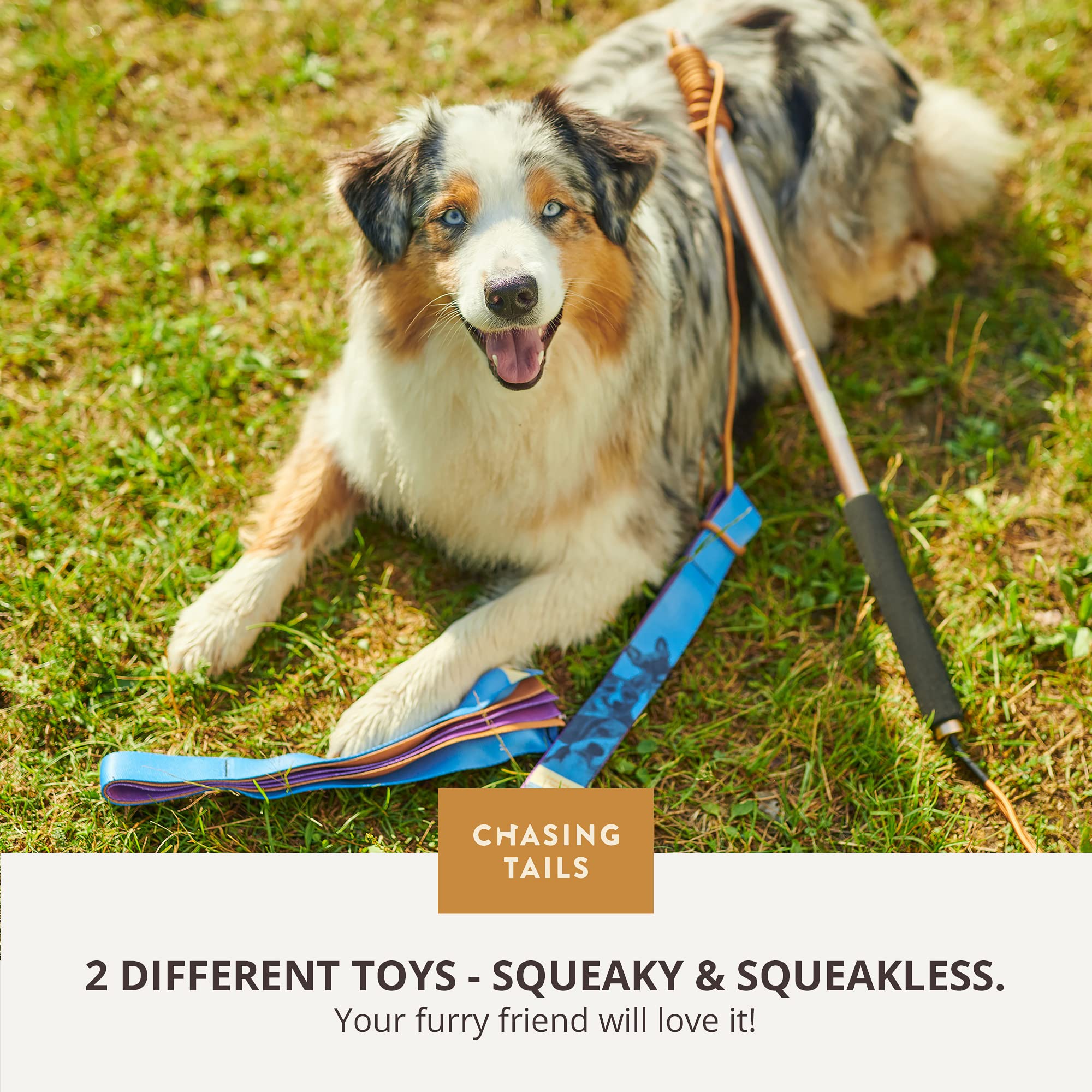 Chasing Tails Flirt Pole For Dogs Heavy Duty - 26 Inch With 30 Inch Rope And Two Toys For All Breeds - Spring Pole For Dogs, Dog Flirt Pole For Large Dogs, Dog Catcher Pole