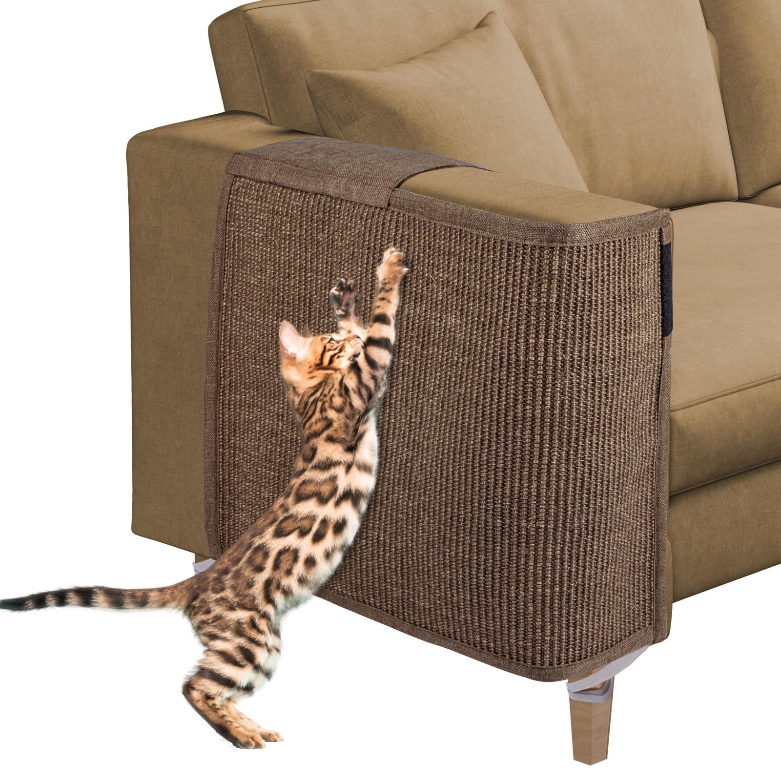 Cat Scratch Sofa Protector, 27.5X19.8 Inch Couch Protector Pad With Natural Sisal, Non-Slip Couch Arm Shield For Cats, Durable S