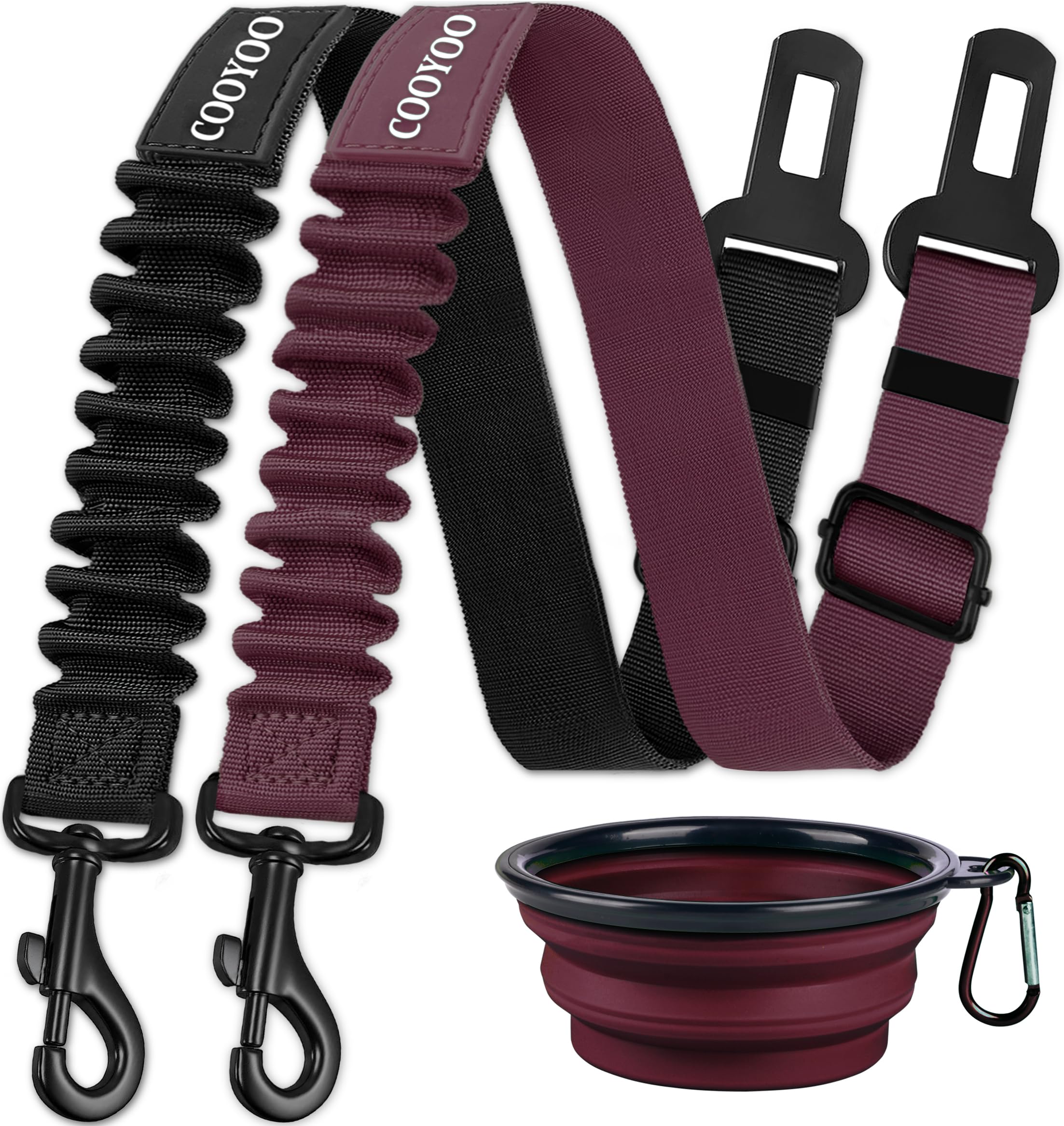 Cooyoo Dog Seat Belt,3 Piece Set Retractable Dog Car Adjustable Seatbelts For Vehicle Nylon Pet Safety Heavy Duty & Elastic & Du