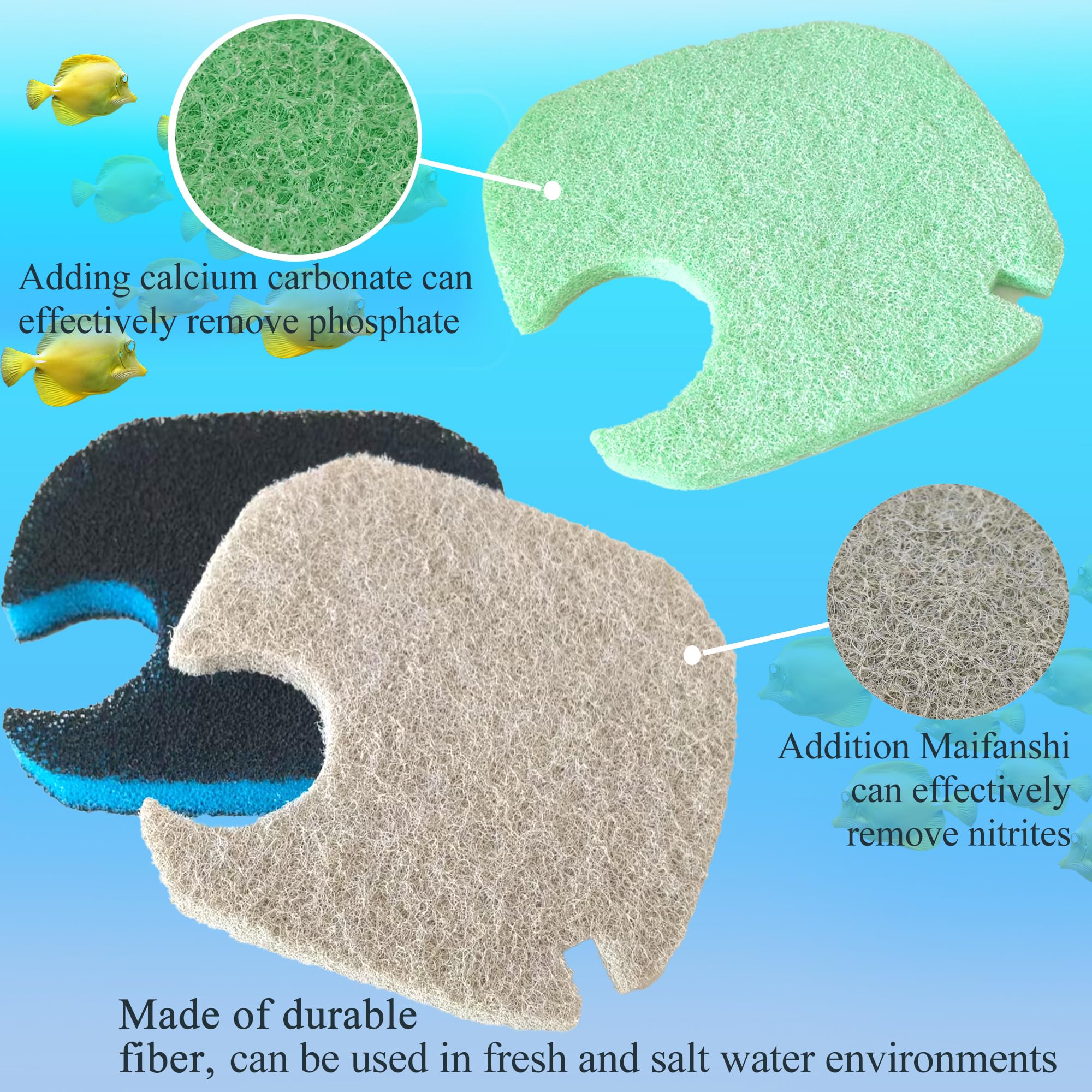 Purifylogix Replacement Canister Filter Pads Compatible With Amosijoy 172/225/265Gph Aquarium External Filter, 6 White Floss & 2
