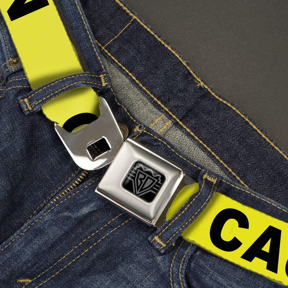 Buckle-Down Seatbelt Belt - Caution Yellow/Black - 1.0 Wide - 20-36 Inches In Length