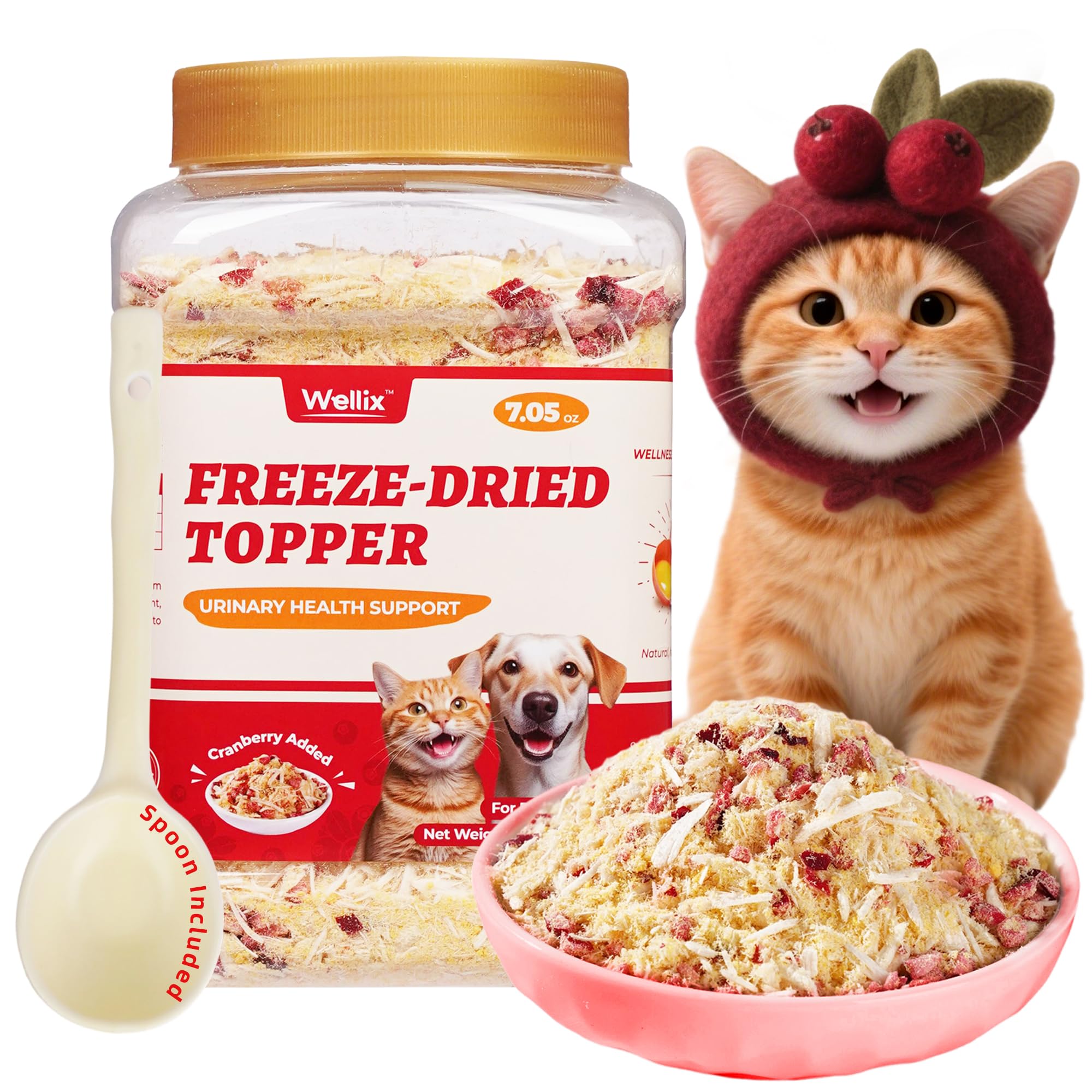 Wellix Dog & Cat Food Topper - Cranberry Treats Freeze Dried Egg