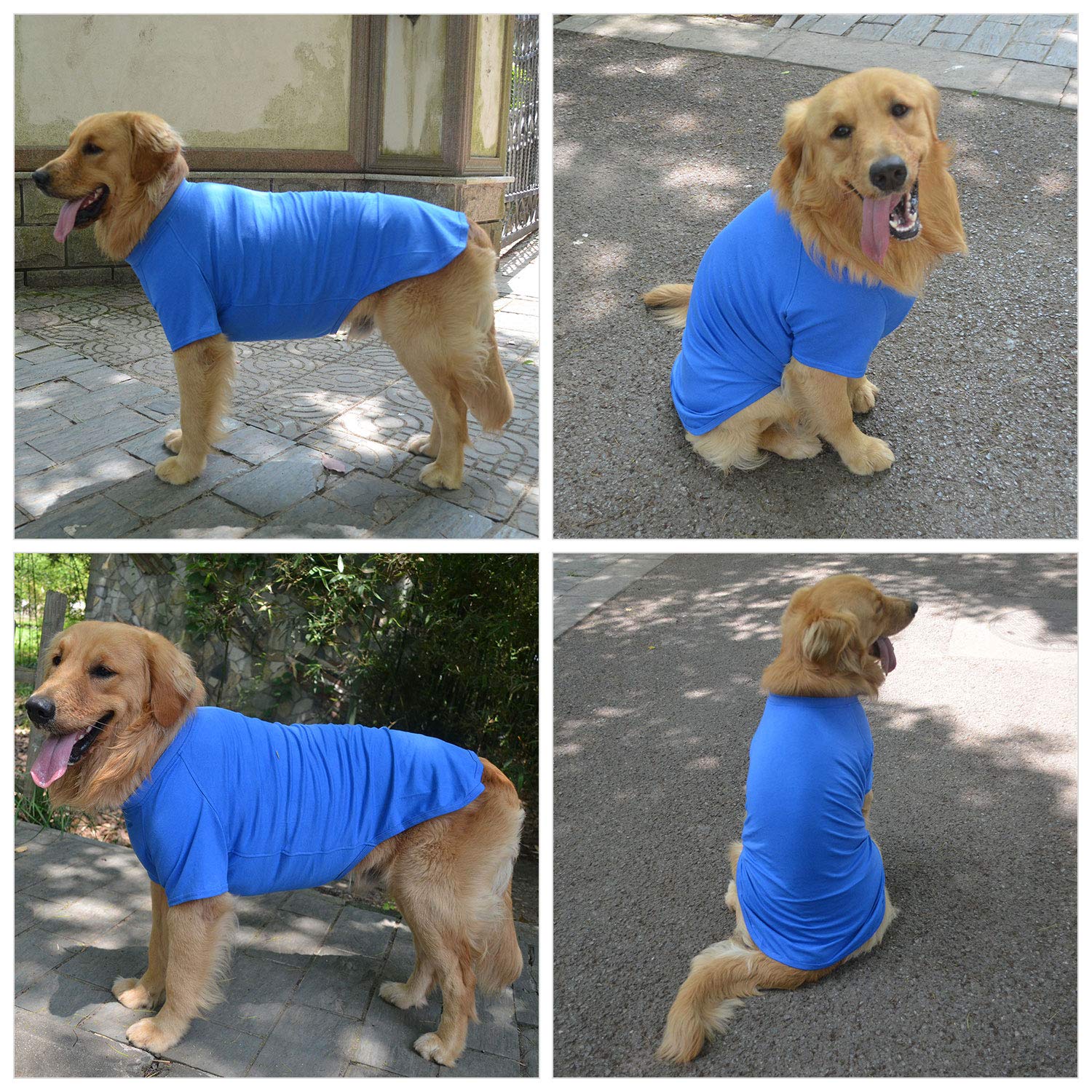 Lovelonglong Pet Clothing Dog Costumes Basic Blank T-Shirt Tee Shirts For Medium Dogs Blue Xxl