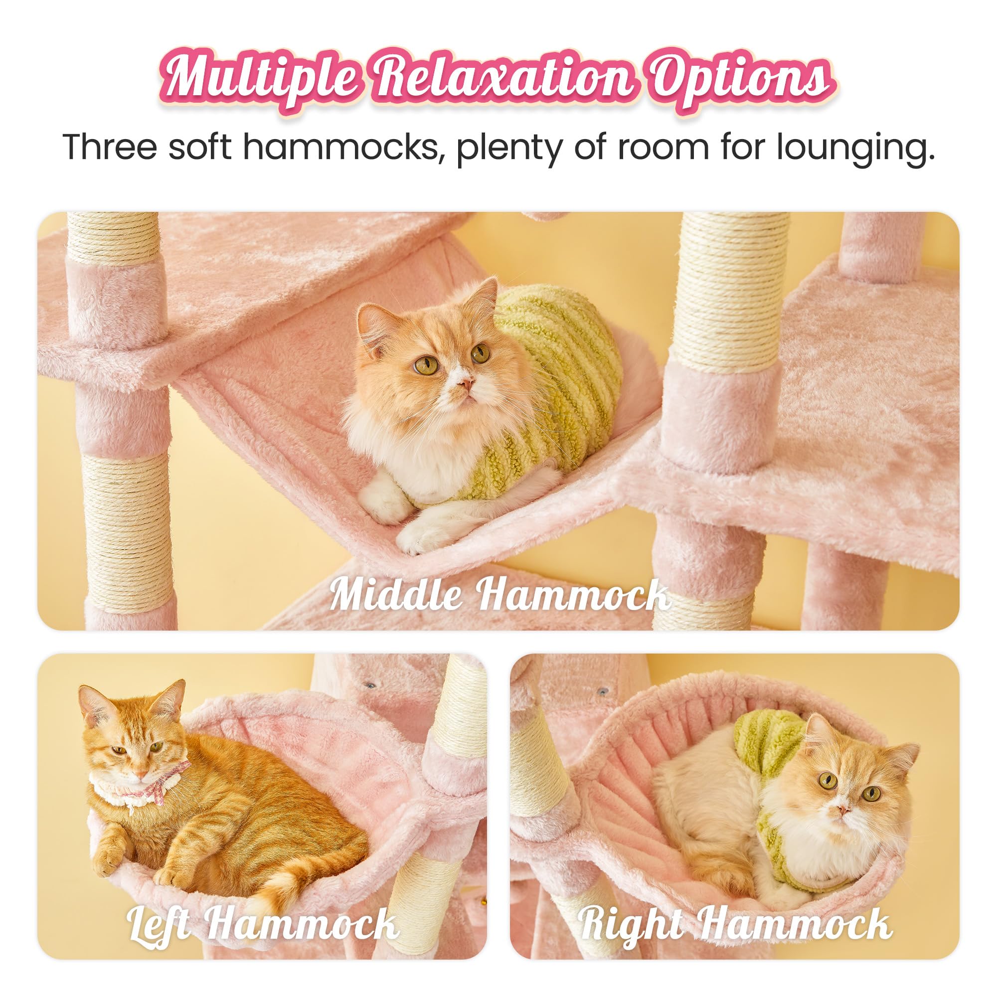 Mwpo Pink Extra Large Cat Tree, 77.6-Inch Tall Cat Tower For Indoor Cats With 2 Condos, Multi-Level Cat Stand For Large Cats, 3