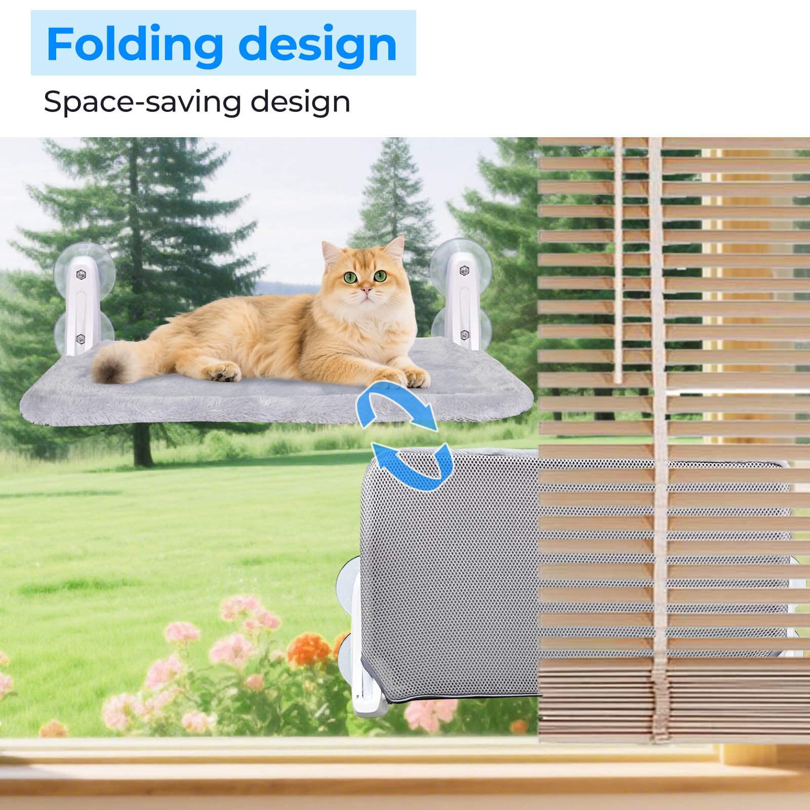 L&W Bros. 2 Pc Heavy Duty Cat Window Perch Holds Up To 50 Lbs, Foldable Cat Window Hammock With 4 Strong Suction Cups, Easy To I