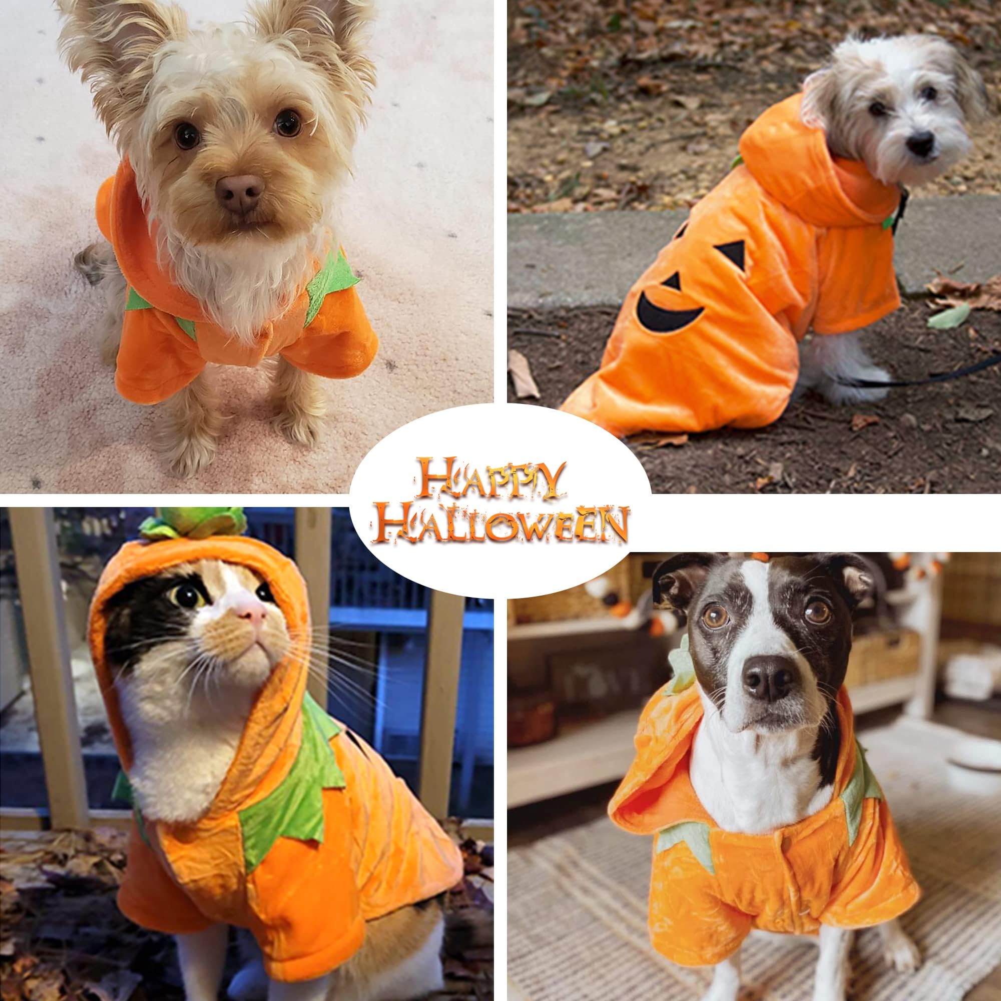 Delifur Dog Cat Halloween Pumpkin Costume Puppy Fleece Hoodie Coat for Small to Medium Dogs (XXX-Large)