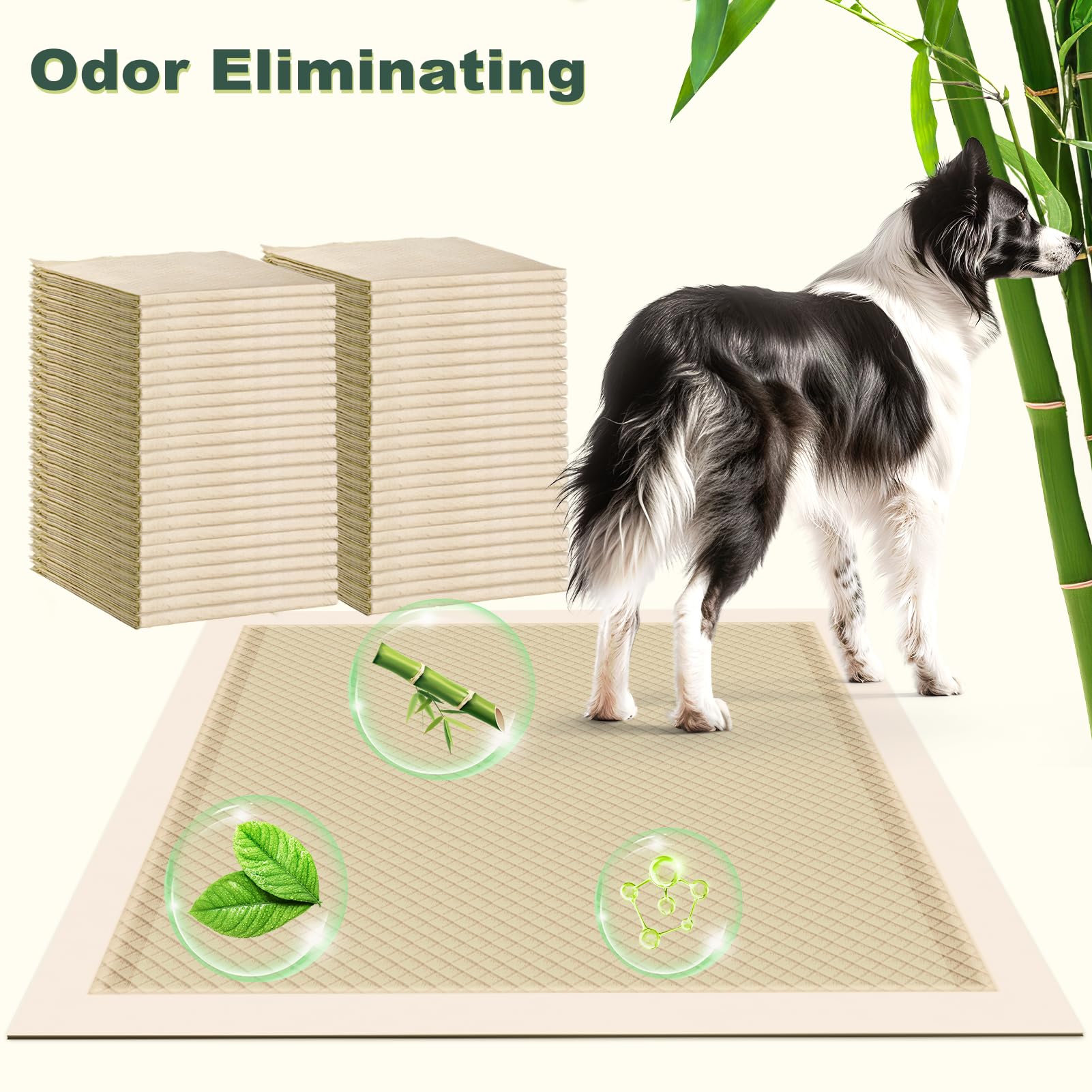 Mizok Dog Pee Pads Large 28X34In Bamboo Dog Pads Odor Eliminating Pee Pads For Dogs 8 Cups Super Absorbent 6-Layers Leak-Proof D