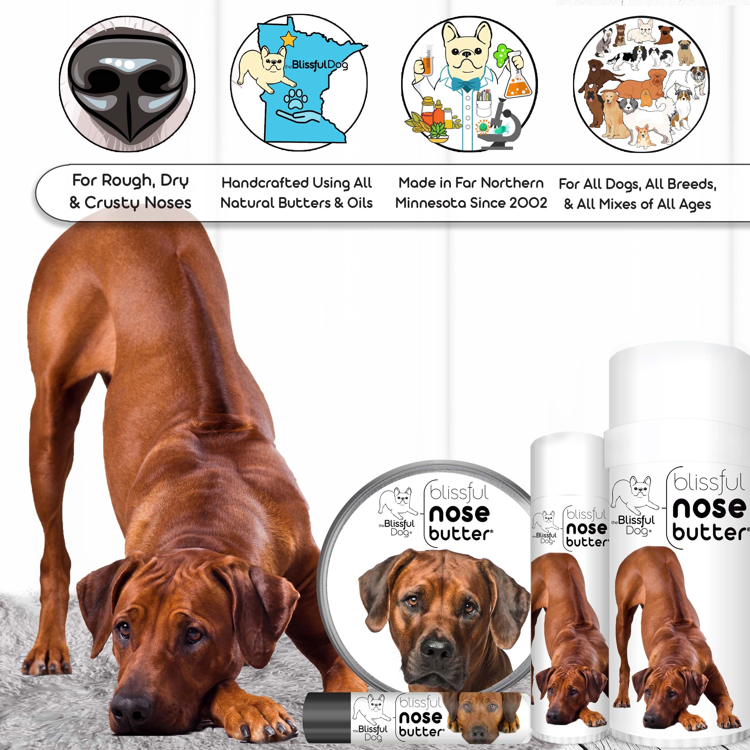 The Blissful Dog Rhodesian Ridgeback Unscented Nose Butter - Dog Nose Butter, 8 Ounce